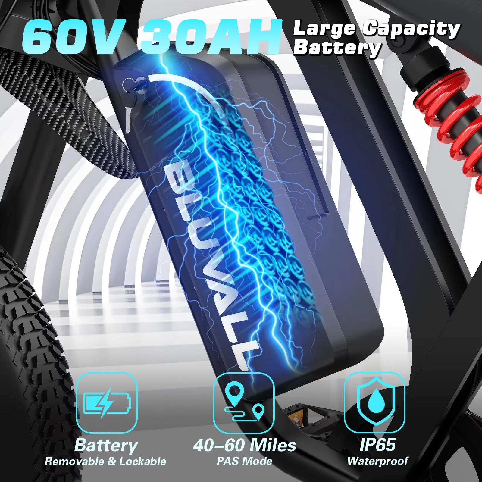 Quality Mountain Bike with 3000W, 60V, Adjustable Speed - Black - Durable Build Model E48DB8