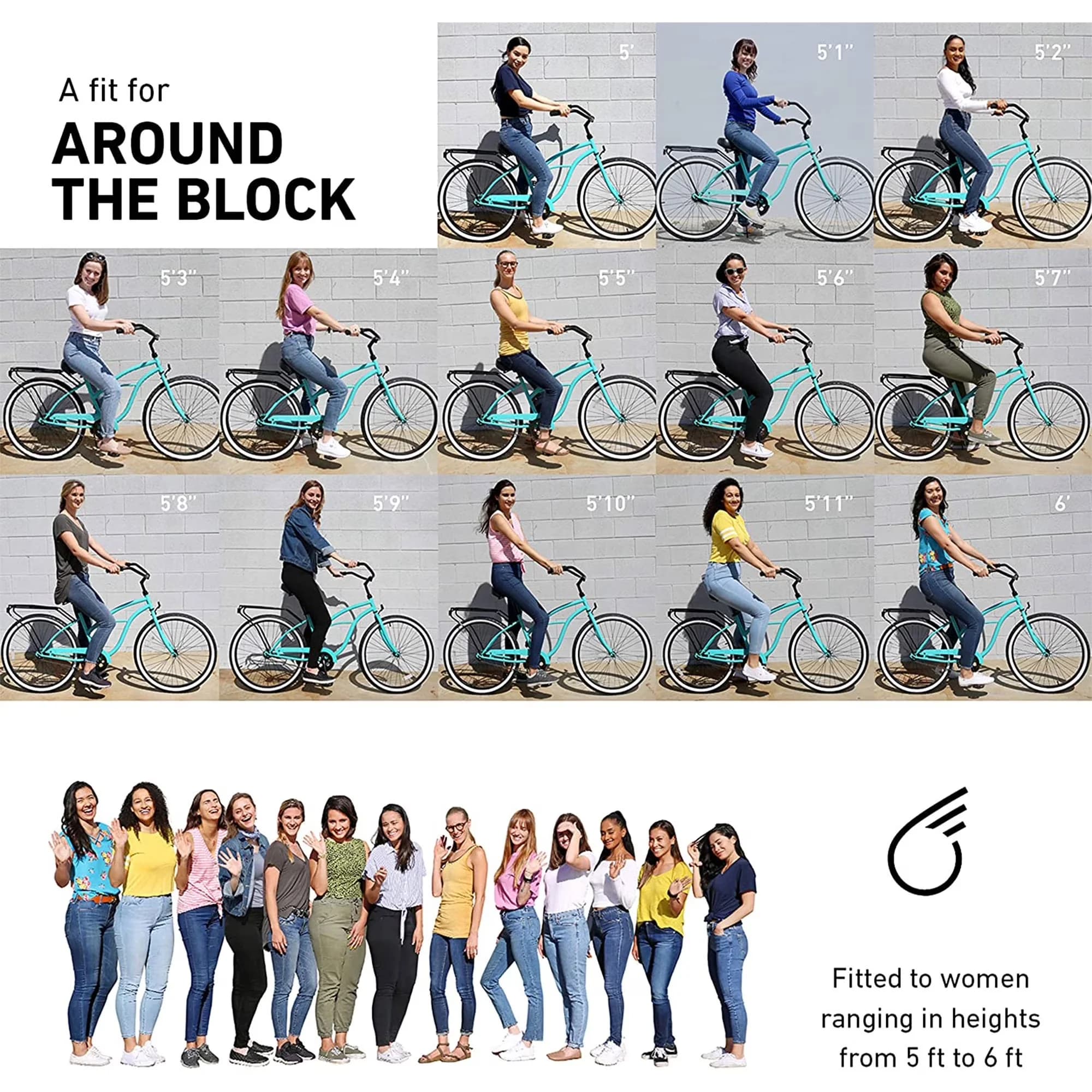 Premium Cruiser Bike with Black Seat and Grips, 26 In. Wheels, Around the Block Women's 7-Speed Bicycle - Light Plum Model E65642