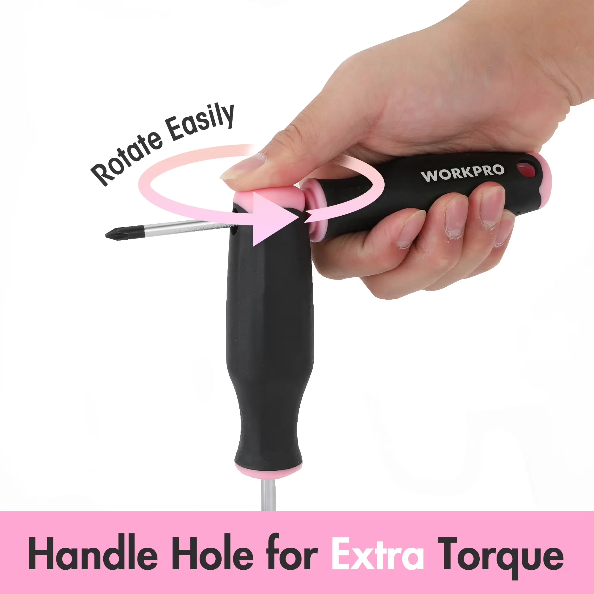 Classic Hand Tool Set with Magnetic, 6-Piece Pink Magnetic Screwdrivers, Stubby Screwdrivers - Cr-V Pink Model 10230A