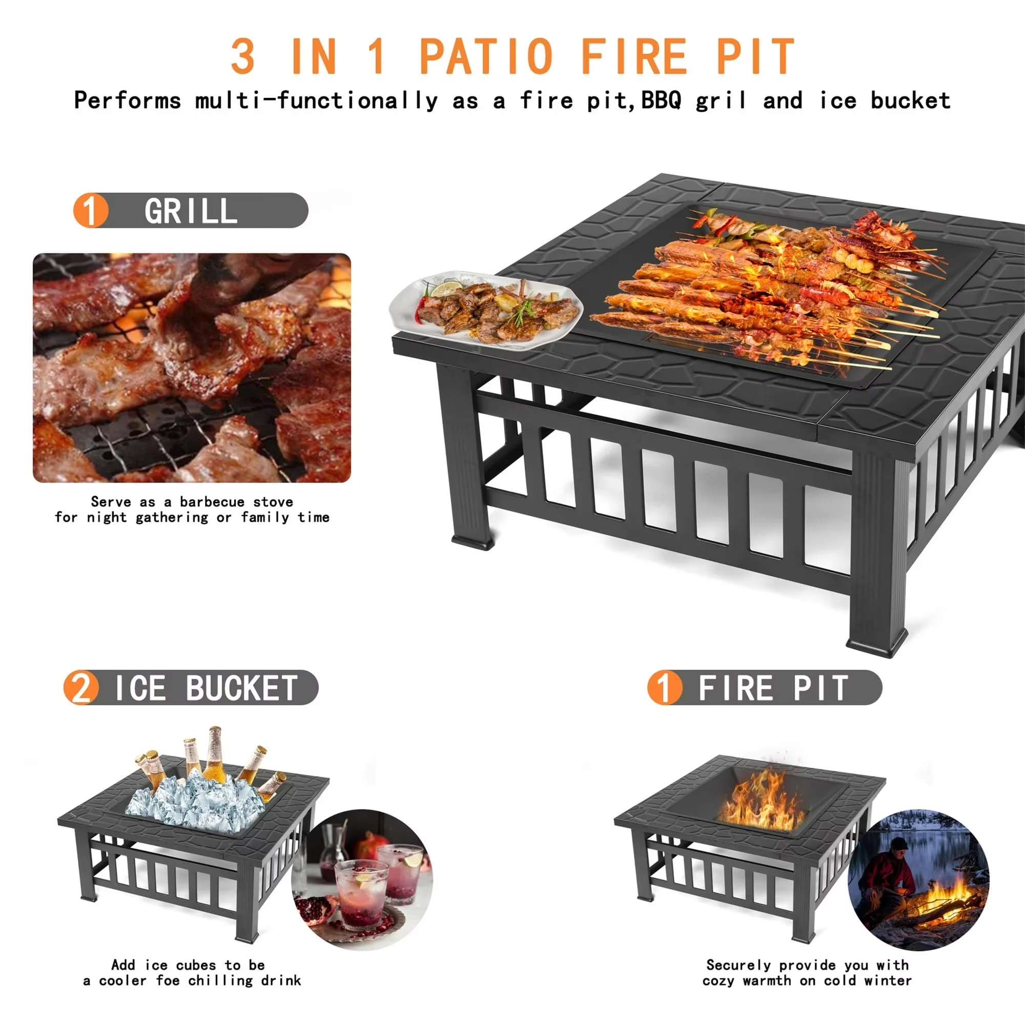 Outdoor Heating Essential with Fade Resistant, Smokeless, Weatherproof - Black Stainless Steel Model 134DB3