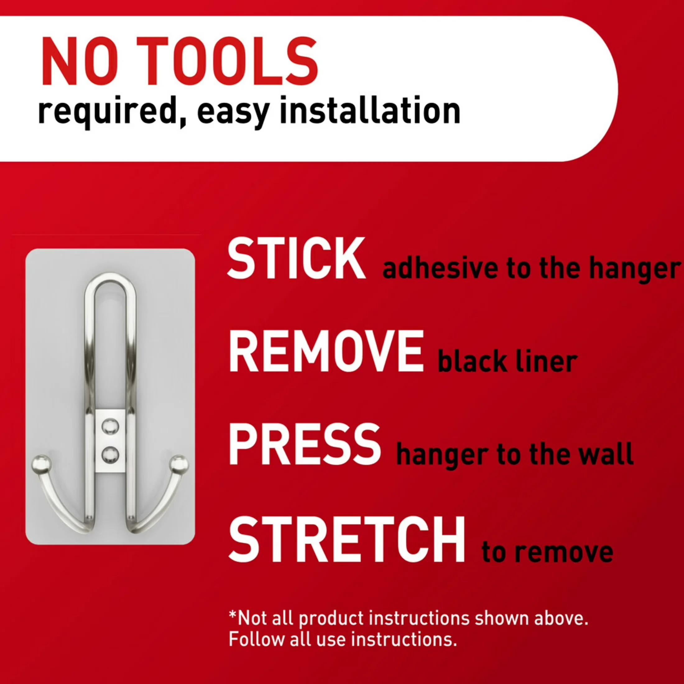 Premium Damage-Free Hanging with Wall-Mountable, Easy Installation, X-Large Satin Nickel Triple Hook - Plastic Silver Model 6E2479