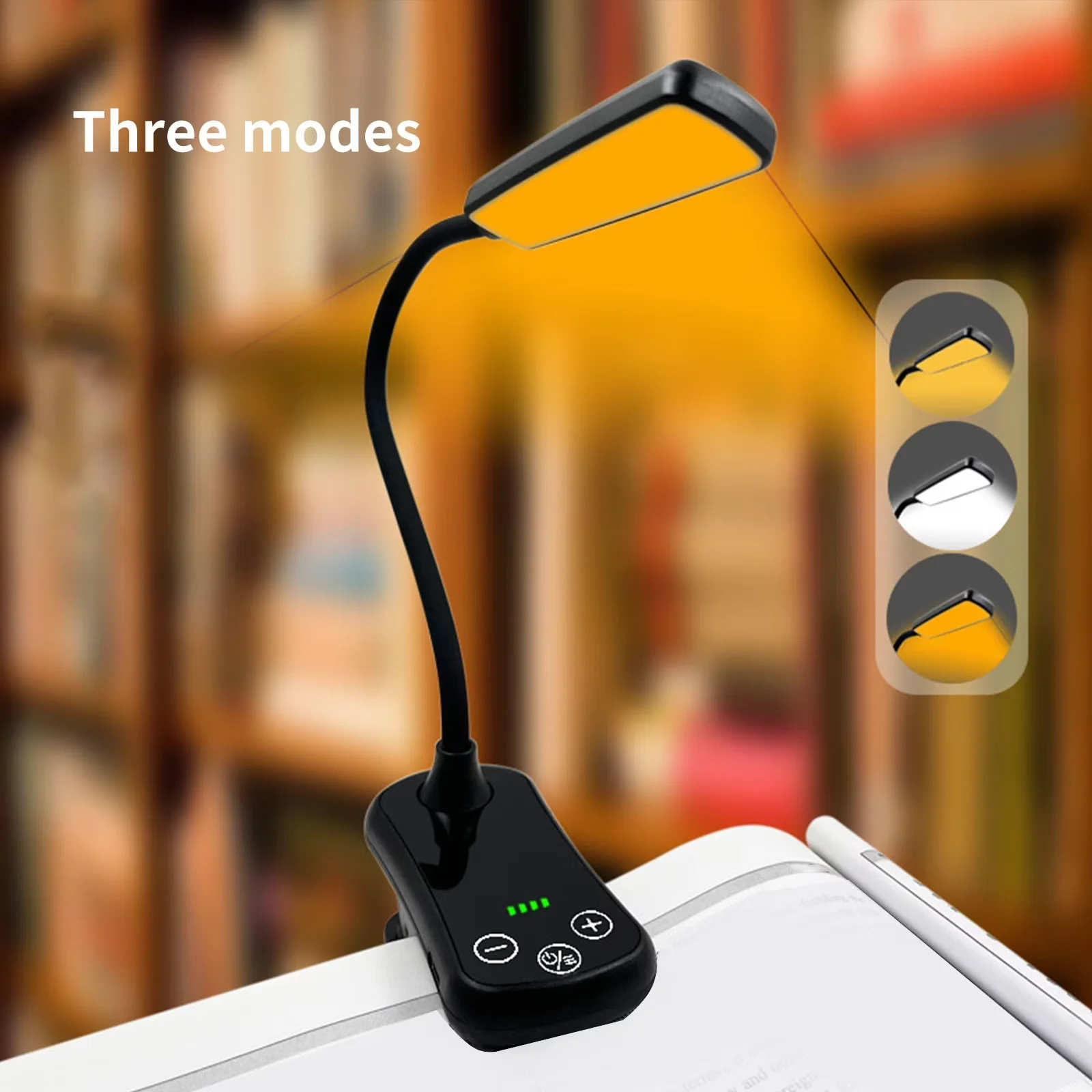 Quality Desk Lamp with LED, Battery, LED Rechargeable Night Light Book Lights - Black Abs for Dorm Model 7E2259