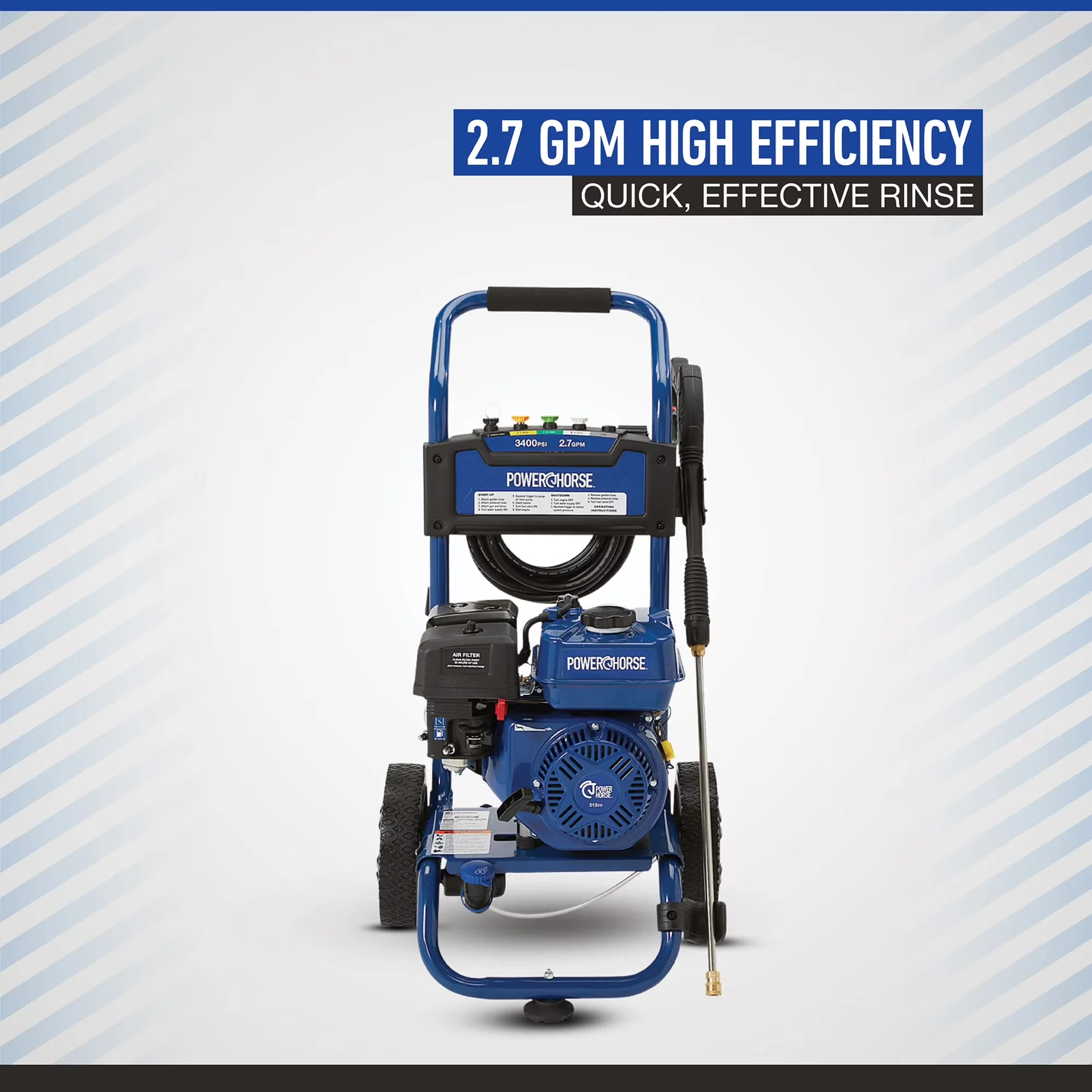 Reliable Pressure Washer with 3400 PSI, Gas Cold Water, 2.7 GPM - Commercial Quality Model 471E53
