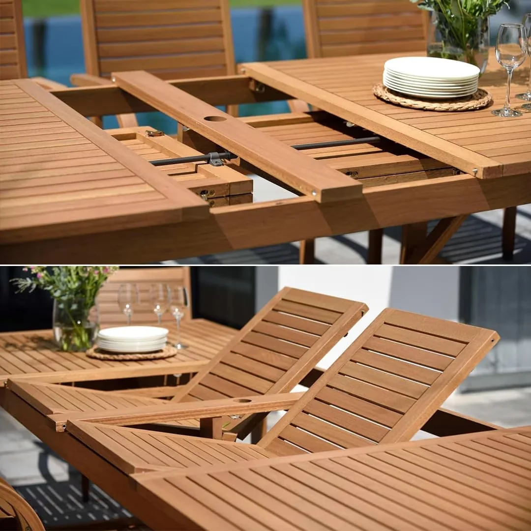 Patio Dining Set Professional with Contemporary, Storage - Eucalyptus Wood 100% Fsc Certified Model EFE9FE
