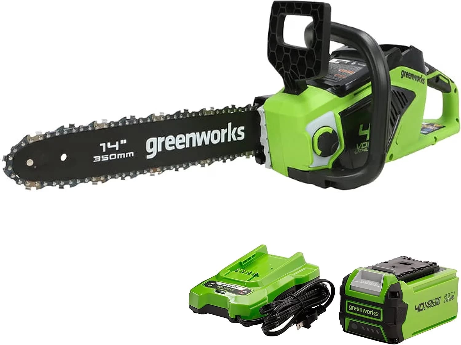 Compact Chainsaw with Battery, 40V, Automatic Chain Oiler - Green - Easy to Use Model F90E69