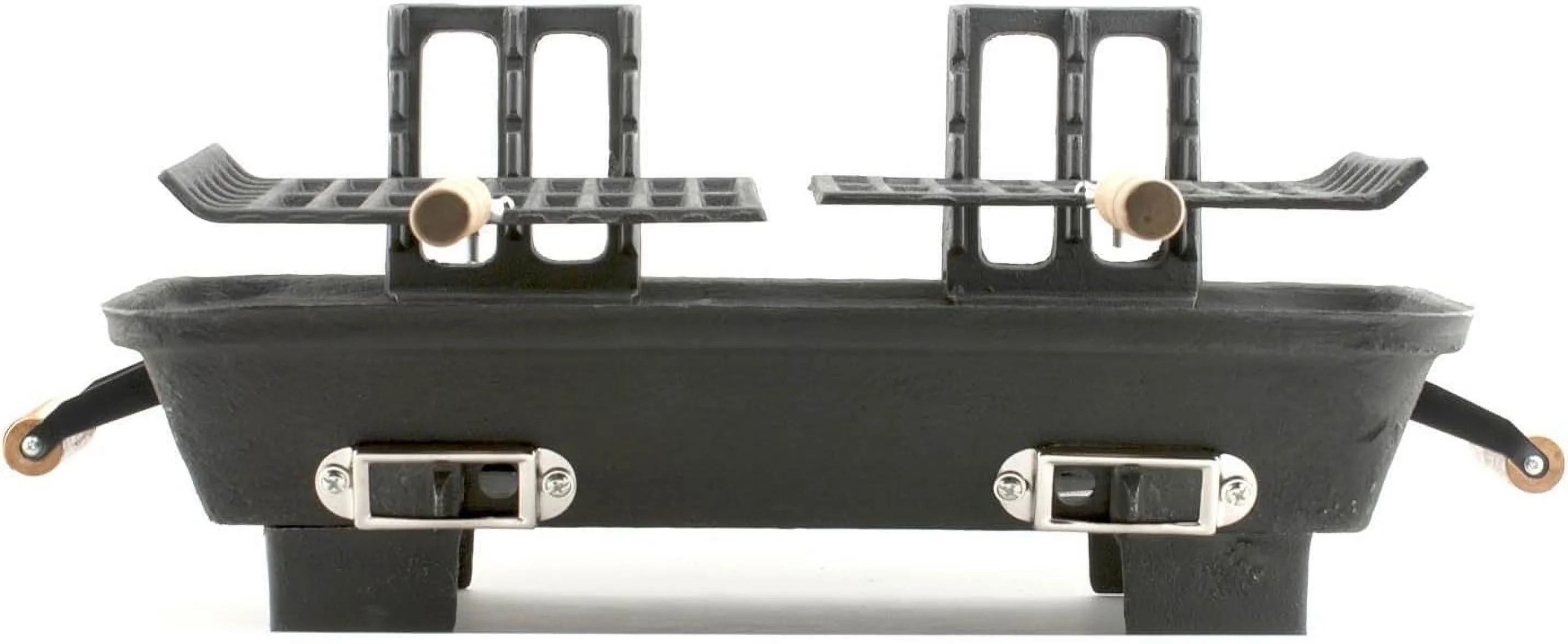 Classic Flat Top Grill with Portable, Wooden Handles - Cast Iron Black Model D965D9