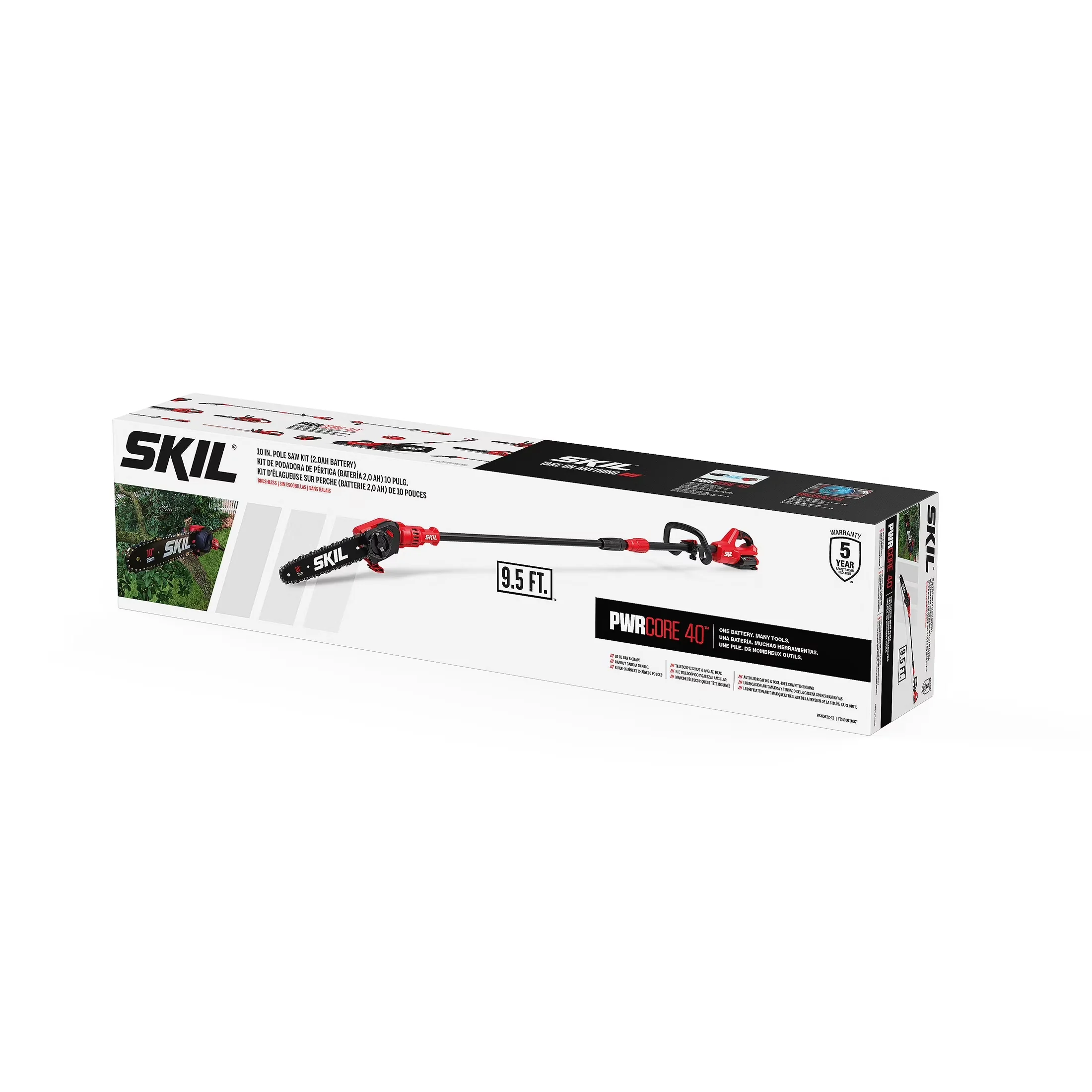 Innovative Pole Saw with Battery, 60W, 40V - Red - Commercial Quality Model 4D4E02