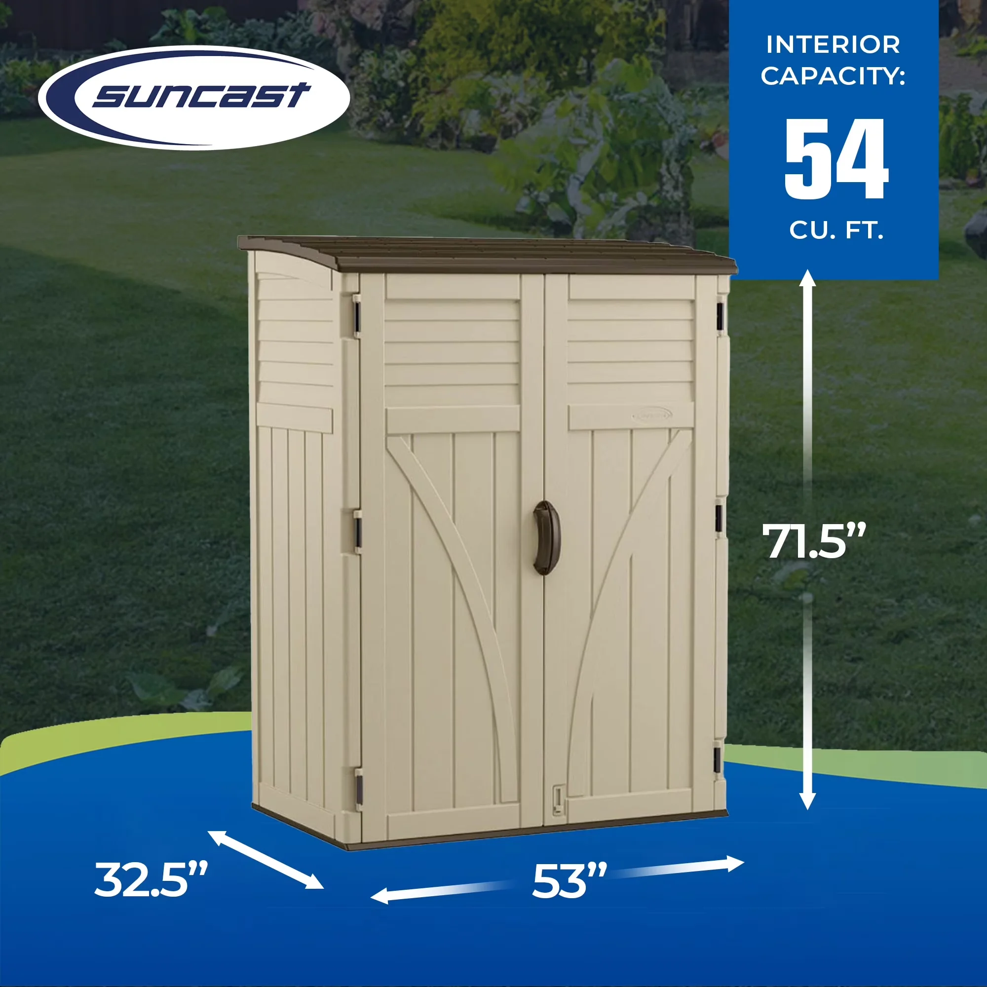 Modern Shed with Weather-Resistant, Uv Resistant, Large Vertical - Resin Beige Model 130A23