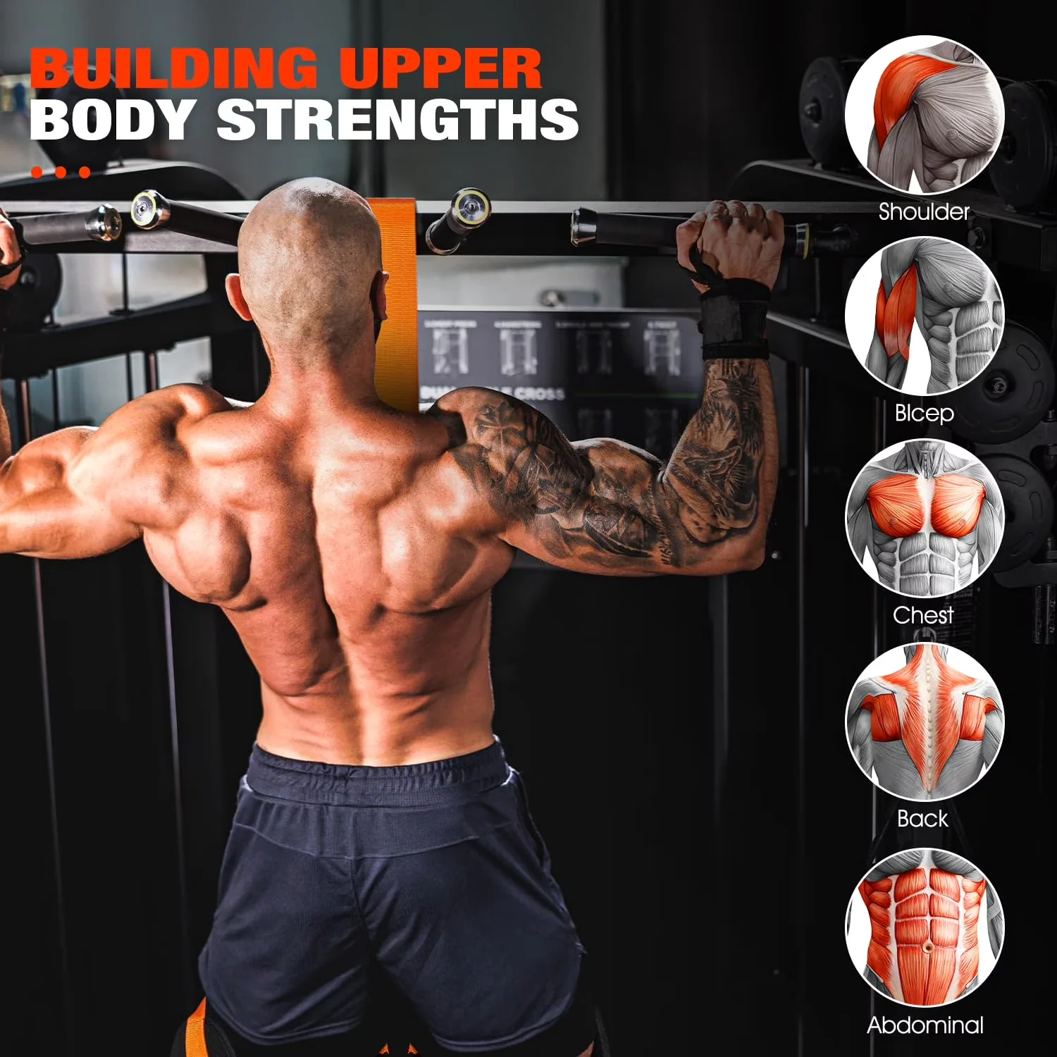 Durable Home Gym Accessory with Adjustable Straps, Adjustable Weight Resistance Band - Latex Orange Model 924FB8