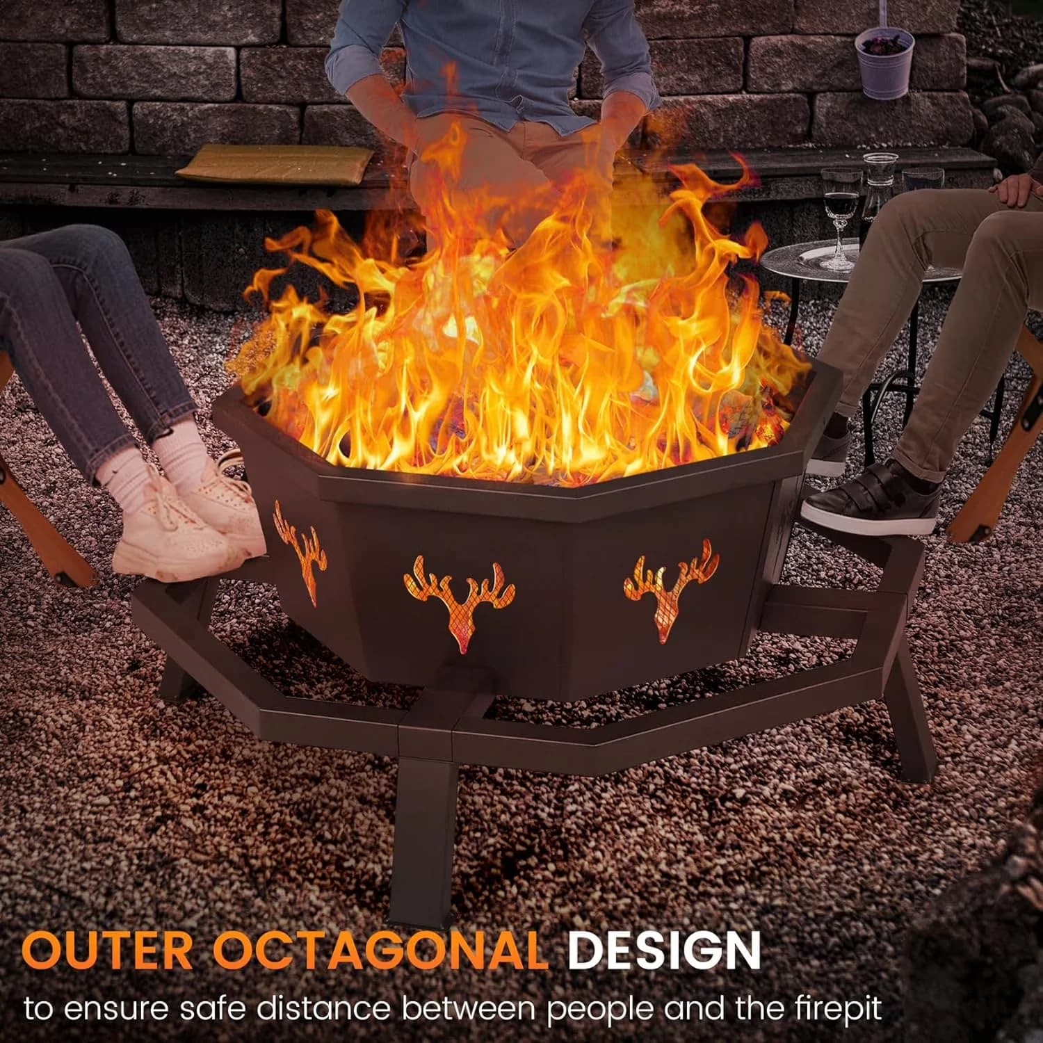 Classic Outdoor Heating with Portable, 35 inch Fire Pit - Iron Black - Ergonomic Design Model 6A9C31