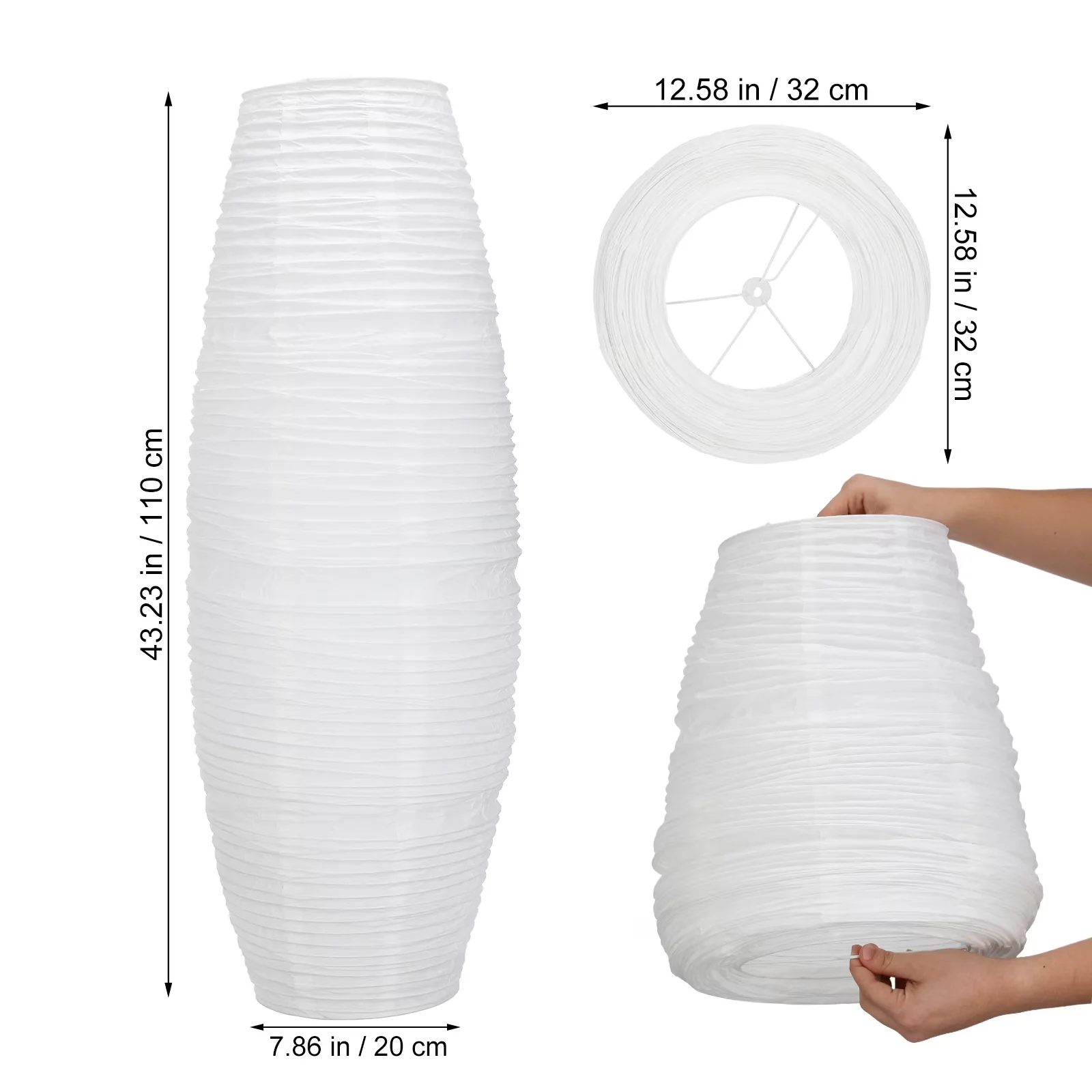 Essential Floor Lamp with Standard Lamps, Modern, White Paper Shade - Iron White for Home Model 745C7C