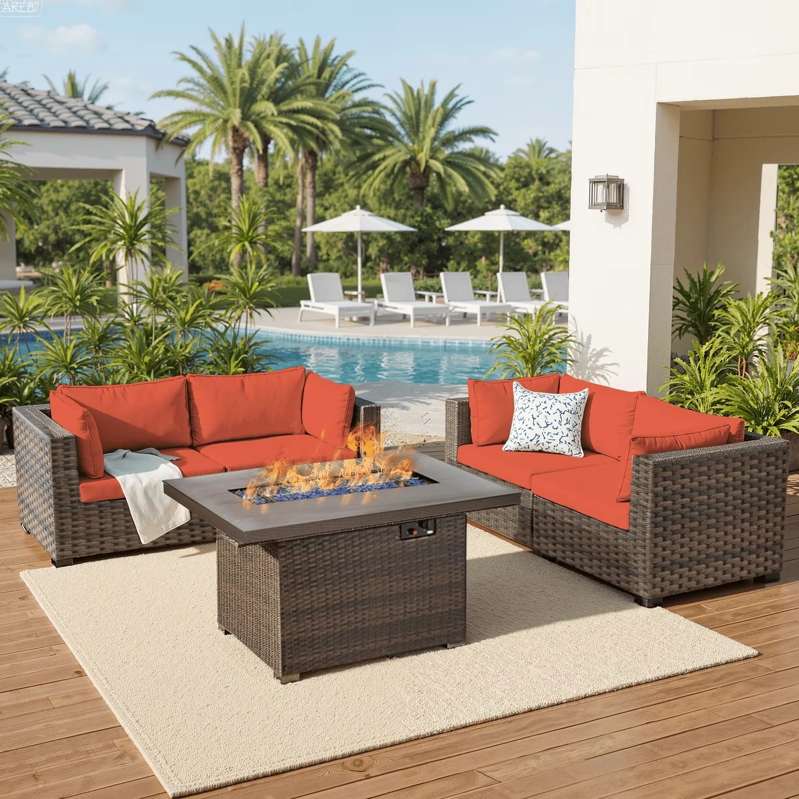 Professional Patio Conversation Set with Weatherproof, Sets, All Weather Outdoor Sectional PE Rattan - Steel Tube;Polyester;Pe... Model 7FB20A