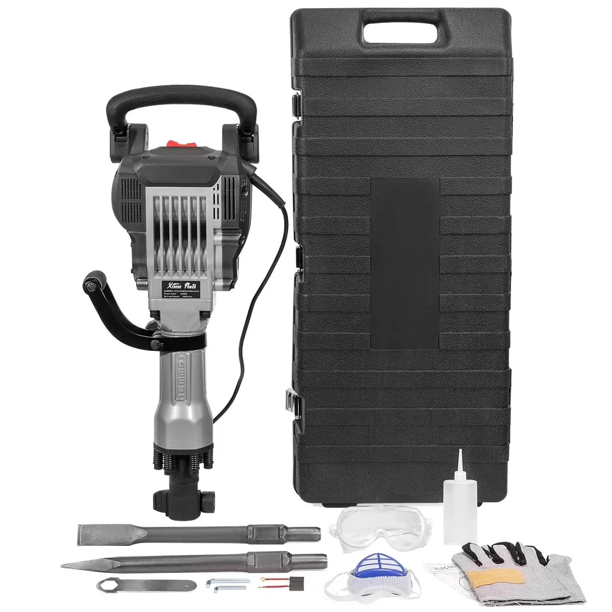 Drills Driver Quality with 3600W, Adjustable, Include Chisel & Point Chisel Bit Set - Black Model 88481B