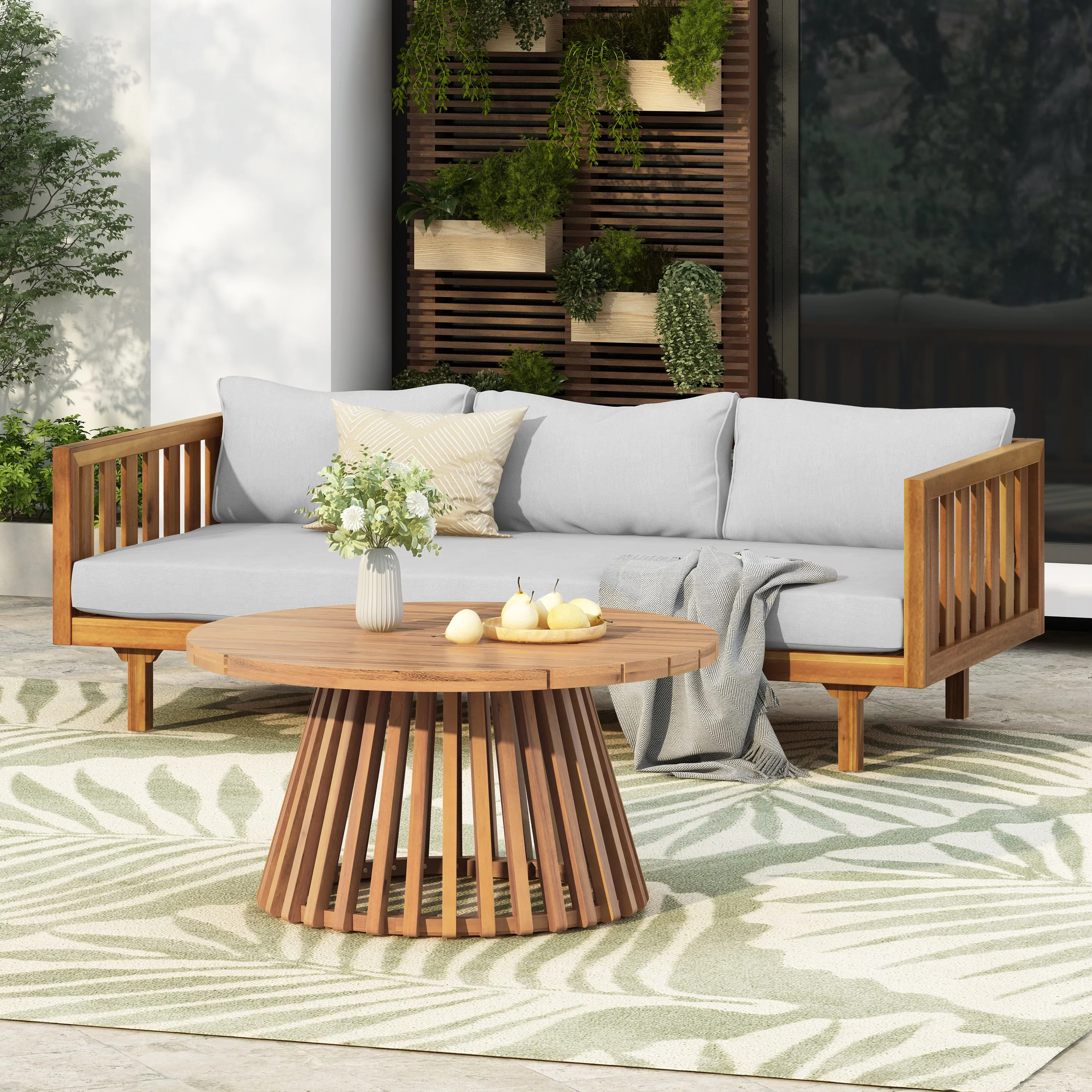 Efficient Outdoor Sofas Sectional with Patio Deep Seat Sofa, Table, Cushions - Brown for Garden Model C6BF82