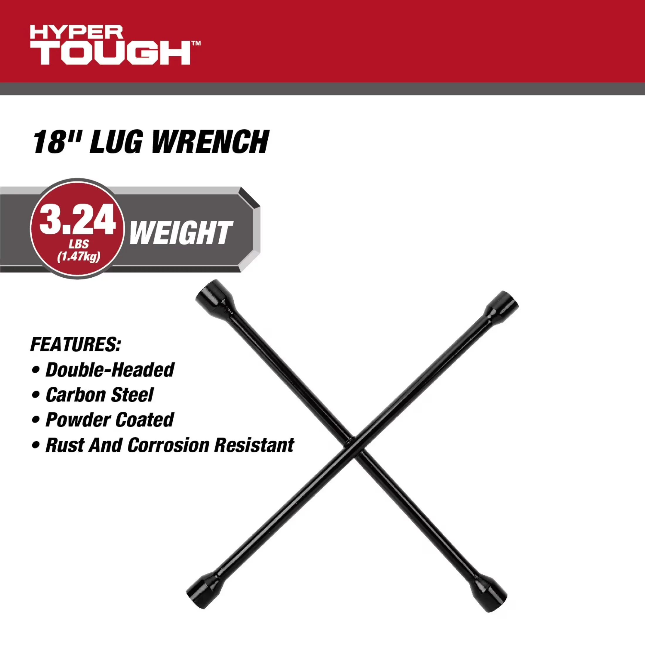 Sleek Hand Tool with Easy Handheld, Durable Material, 18-inch Durable Carbon Steel Lug Wrench - Black Model 1F77DF
