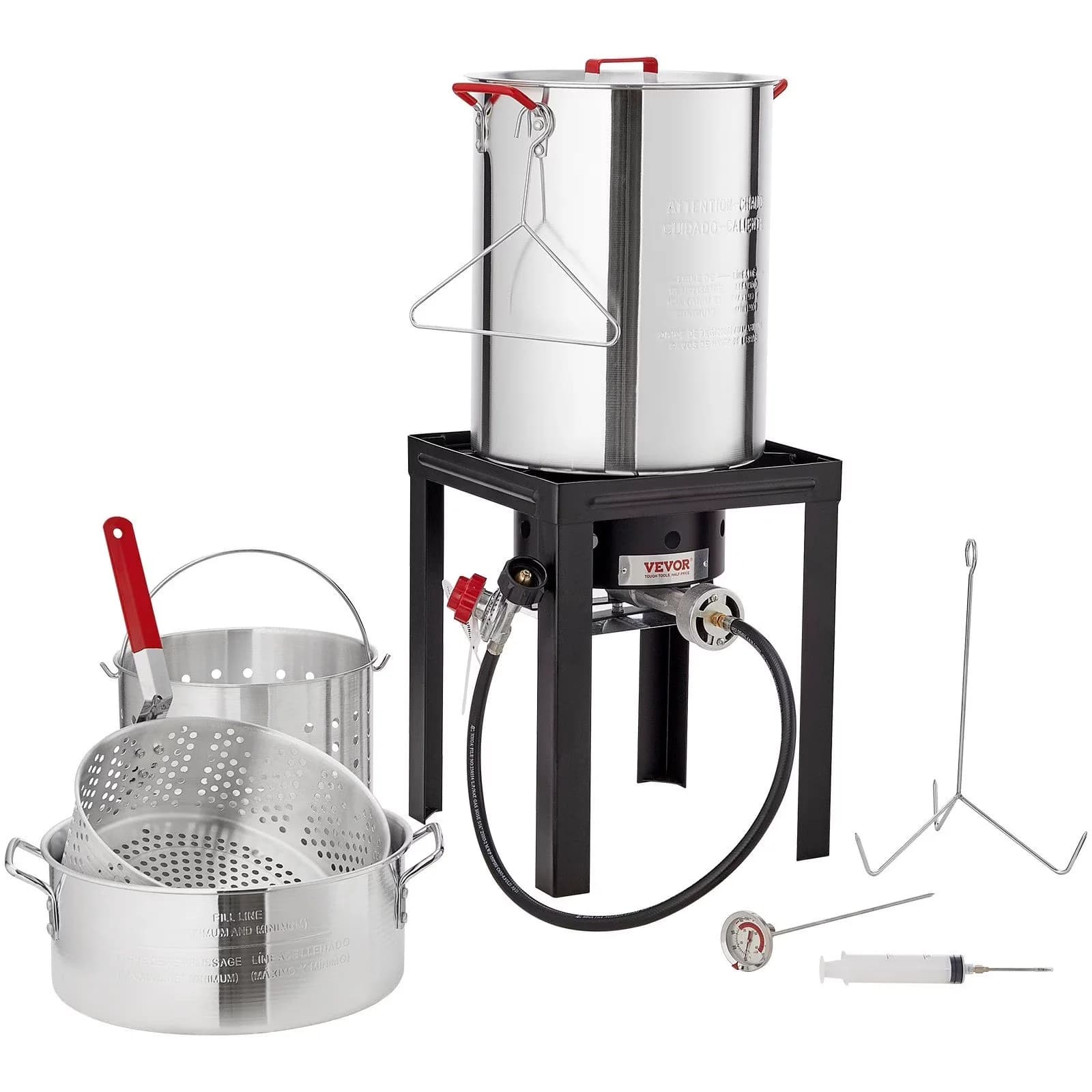 Outdoor Fryer Premium with High-Pressure Burner - Aluminum Silver, Black, Multicolor for Outdoor Model FD08EF