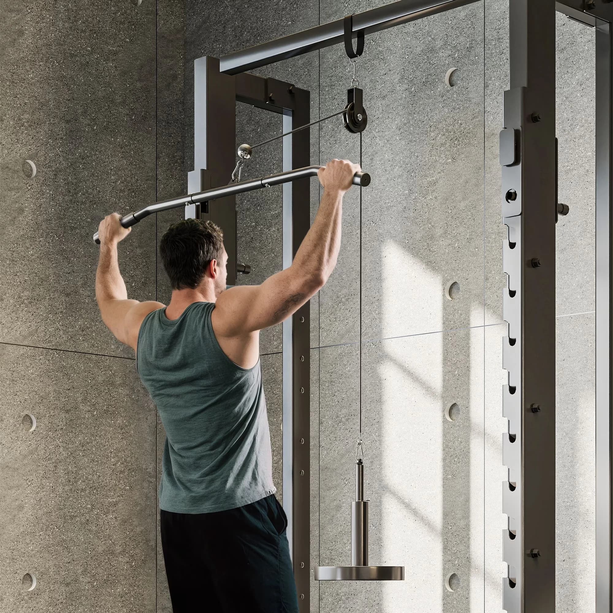 Classic Home Gym Accessory with Heavy Duty, Cable Pulley System - Red Steel, Nylon Model AD2EF0