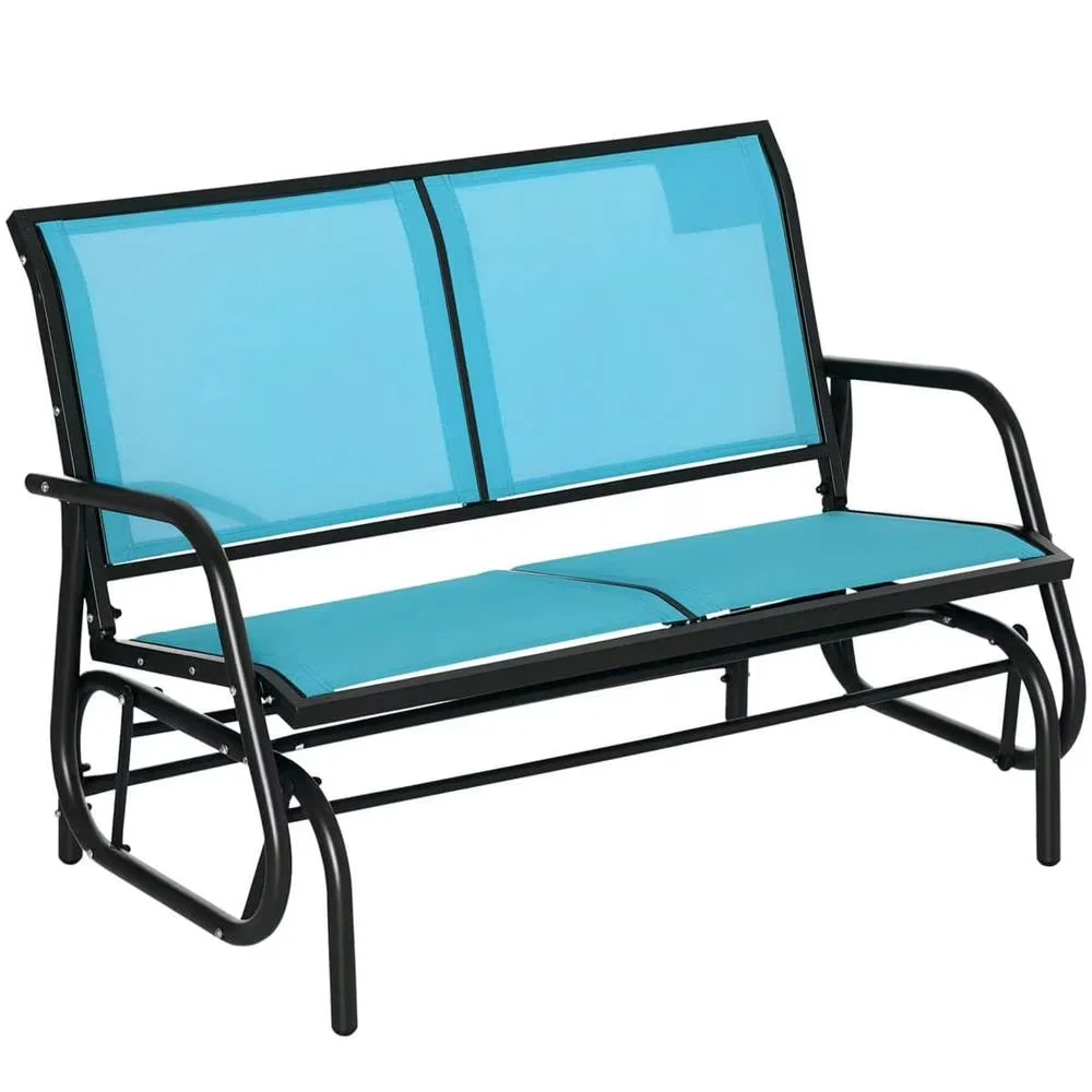 Essential Patio Chair with Rocking, Powder Coated Steel Frame for Longevity - Blue Alloy Steel for Garden Model F44F0B