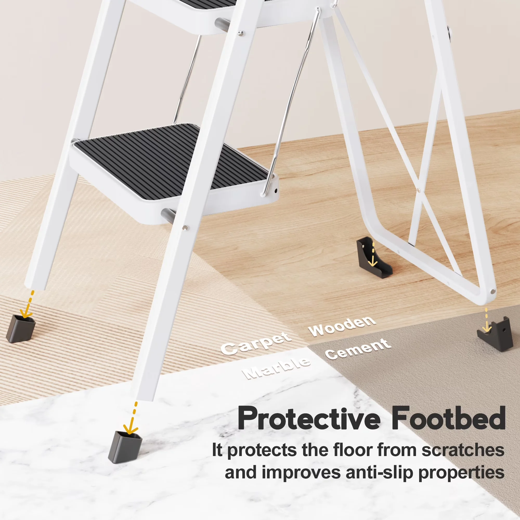 Essential Building Material with Convenient Handrails, Anti-Slip Pedal, Ladders - Alloy Steel 4 Step for Kitchen, Home Model A5A9EF