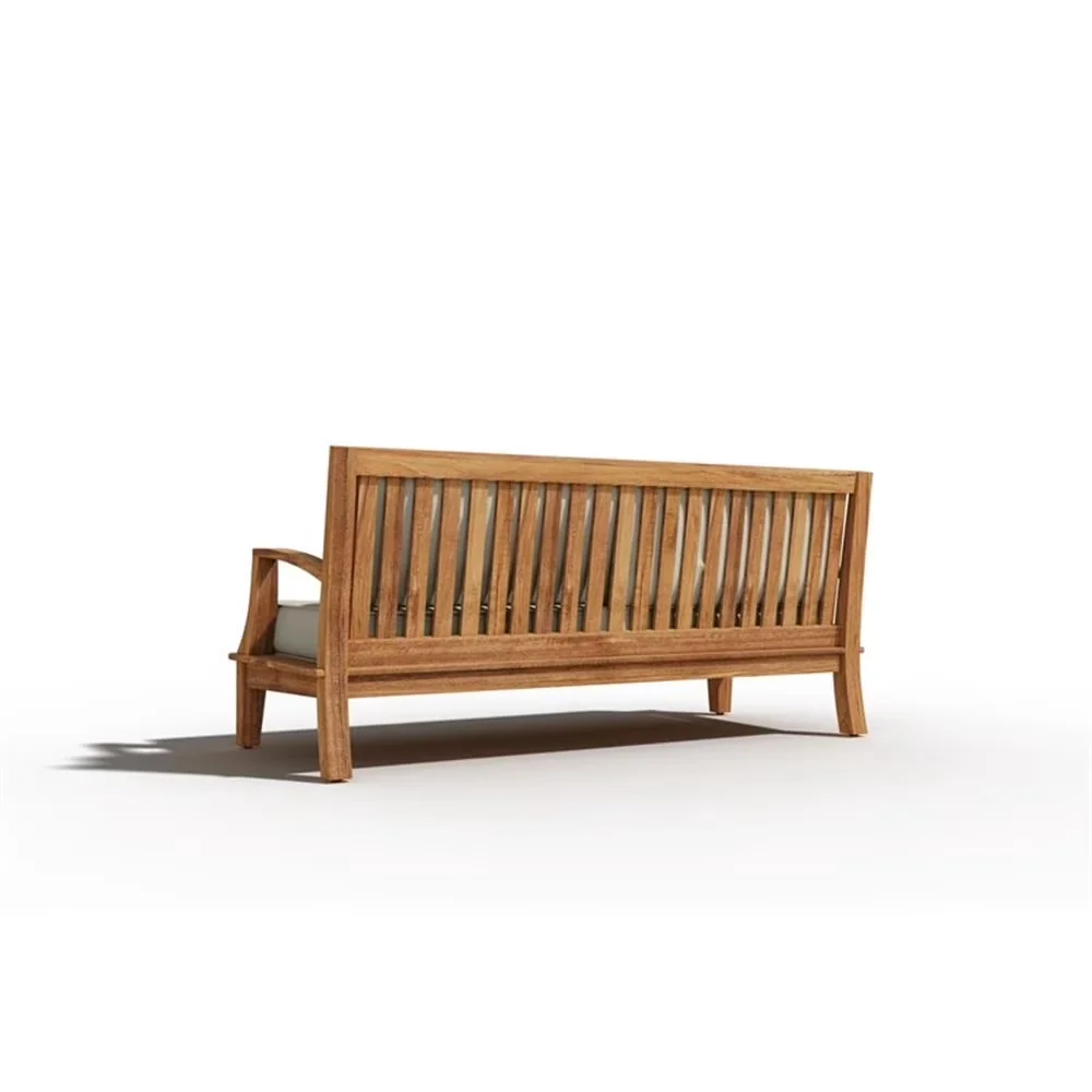 Outdoor Sofas Sectional Reliable with Traditional, Traditional Teak Deep Seating Sofa, Cushion in Tan - Wood Beige Model D497AC