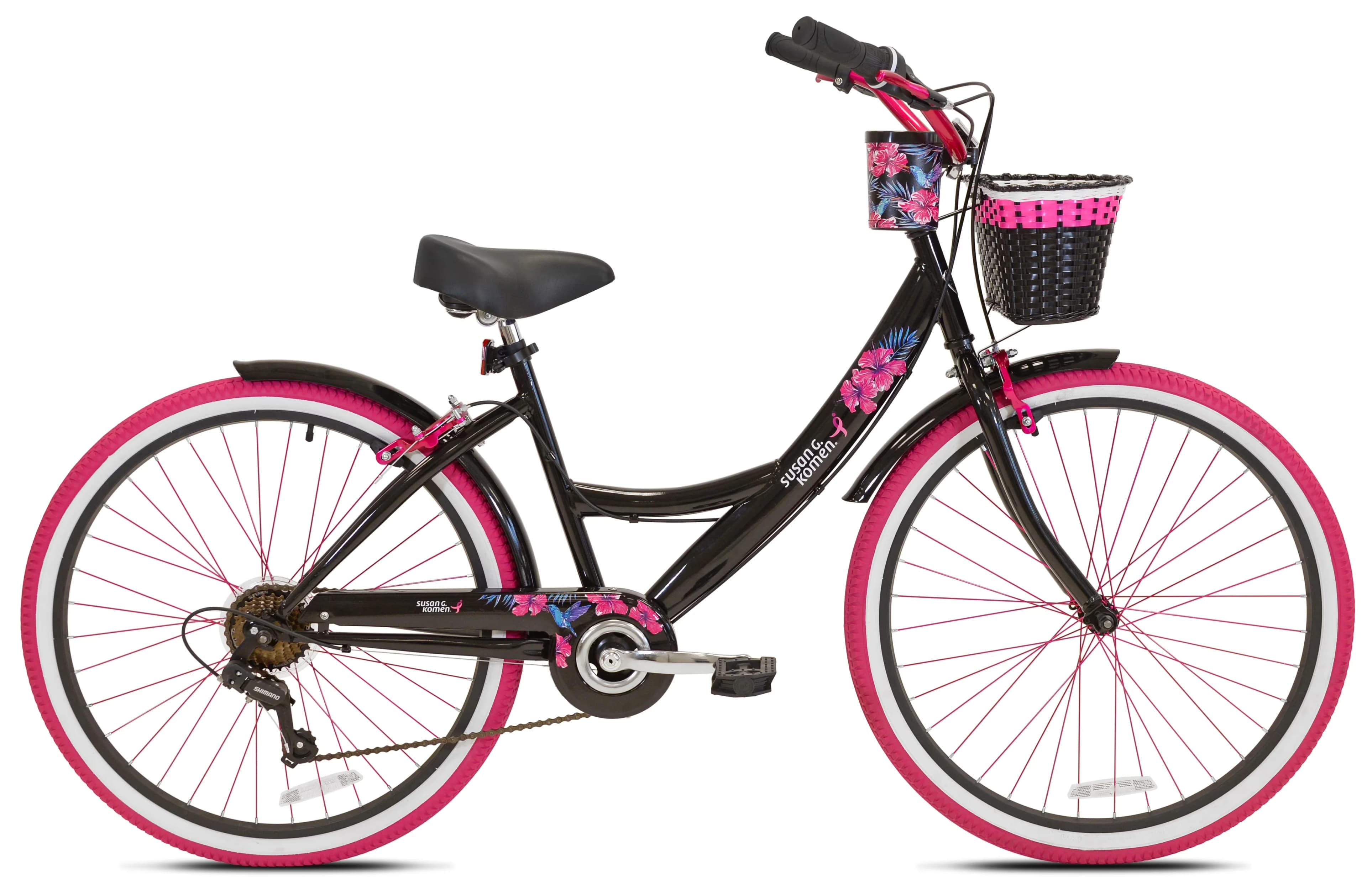 Durable Cruiser Bike with Adjustable Seat Height, Comfy patterned cruiser suspension seat - Black Model E91368