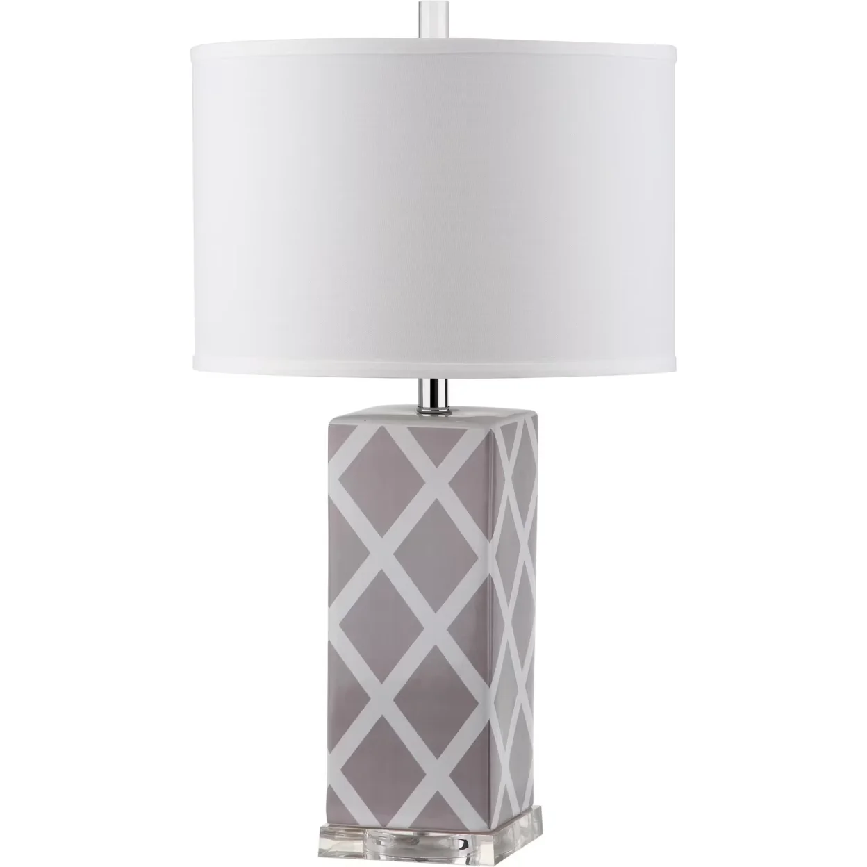 Professional Lamp Set with Contemporary, Traditional, Garden Lattice 27 in. H Geometric Table - White Ceramic Model 2076C5
