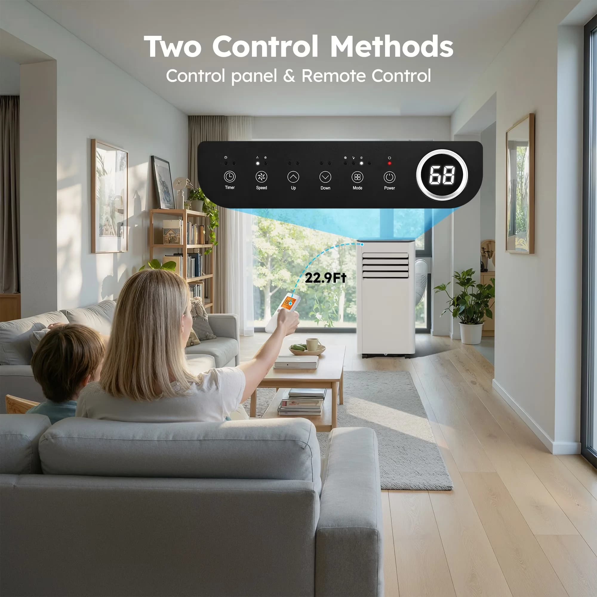 Premium Air Conditioner with 8000 BTU, Remote Controlled, Portable Ac Unit up to 550 Sq - White Model B672CF
