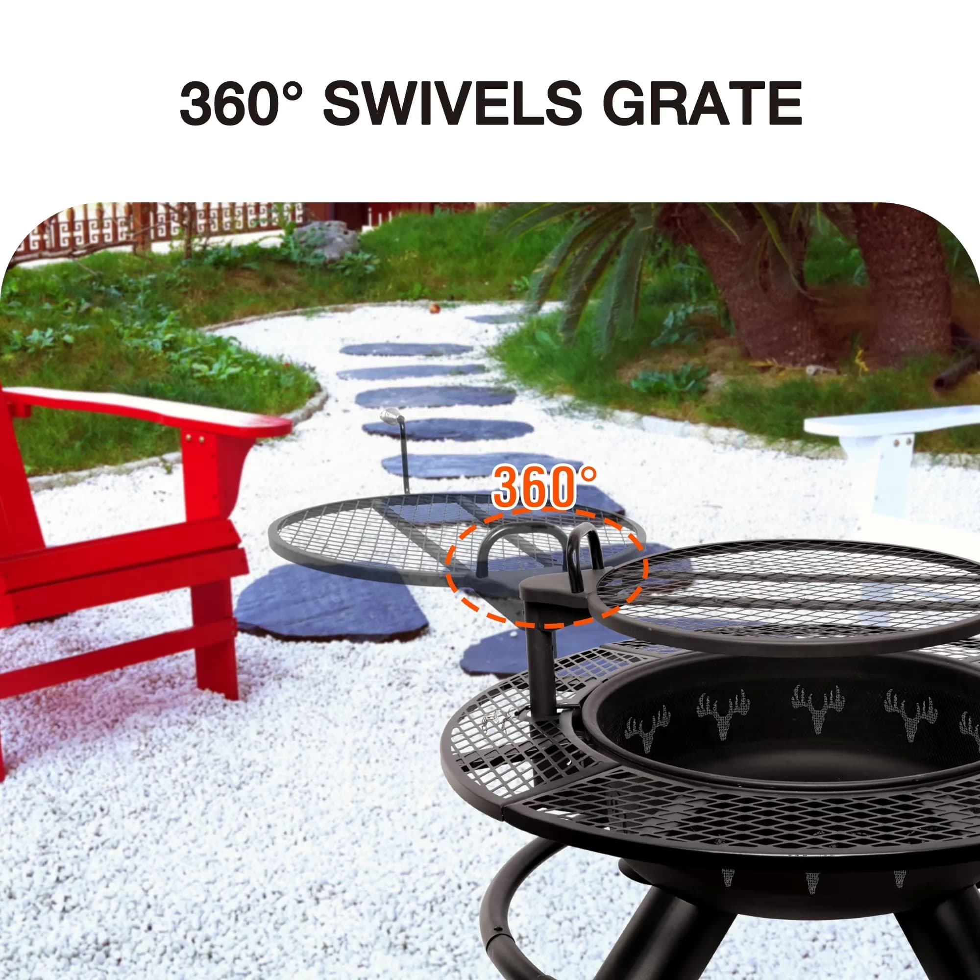 Modern Outdoor Heating with Rust Resistant, Weatherproof, 47" Firepit - Steel 47" x 47" x 26" Model 848F0E