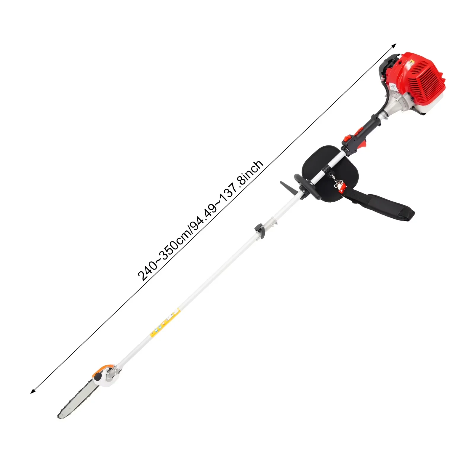 Compact Pole Saw with Telescoping, 42.7CC 2-Cycle Cordless Extension, Reachable Powerful Gas Chainsaw - Red Model DA9C46