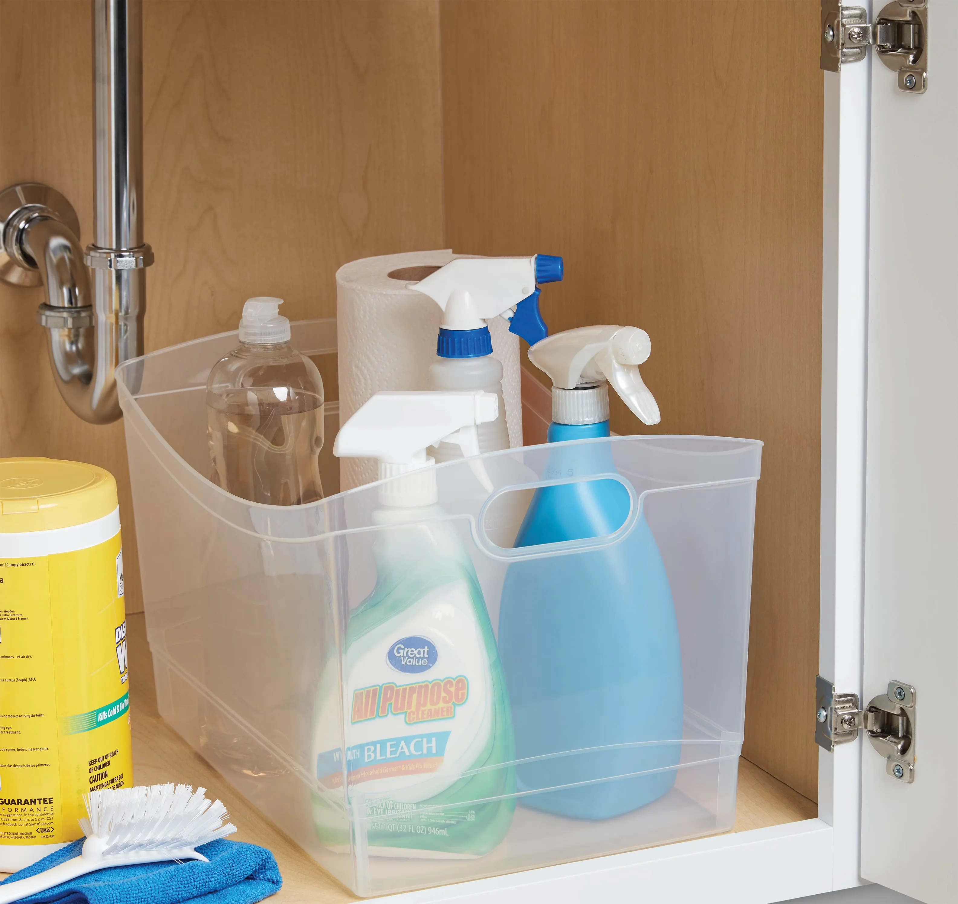Reliable Garage Storage Supply with Stackable, Large Container, Built-In Handles - Plastic Clear Model 8B156C
