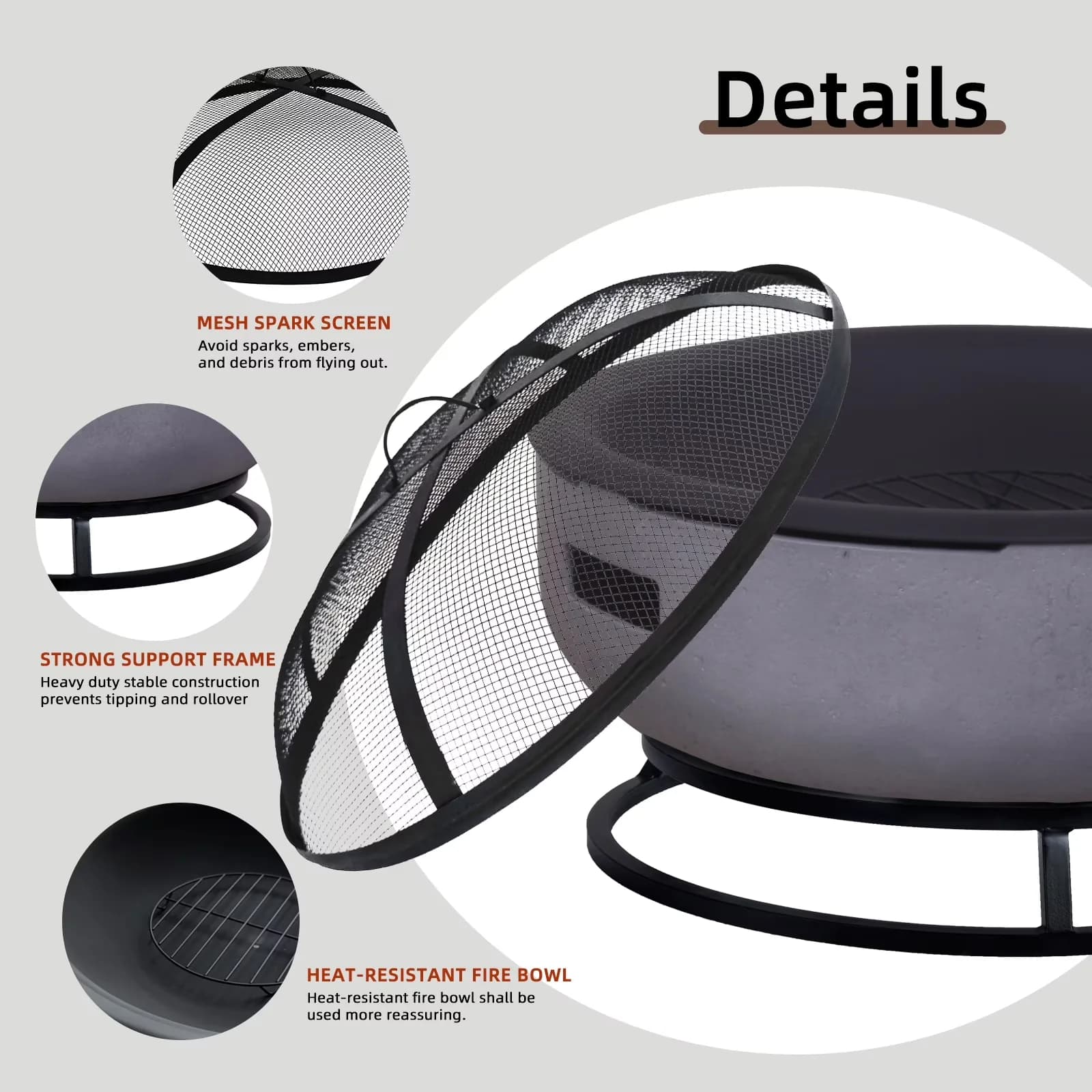 Stylish Outdoor Heating with Adjustable Flame, Portable - Light Gray Terrafab Model 01CAF5