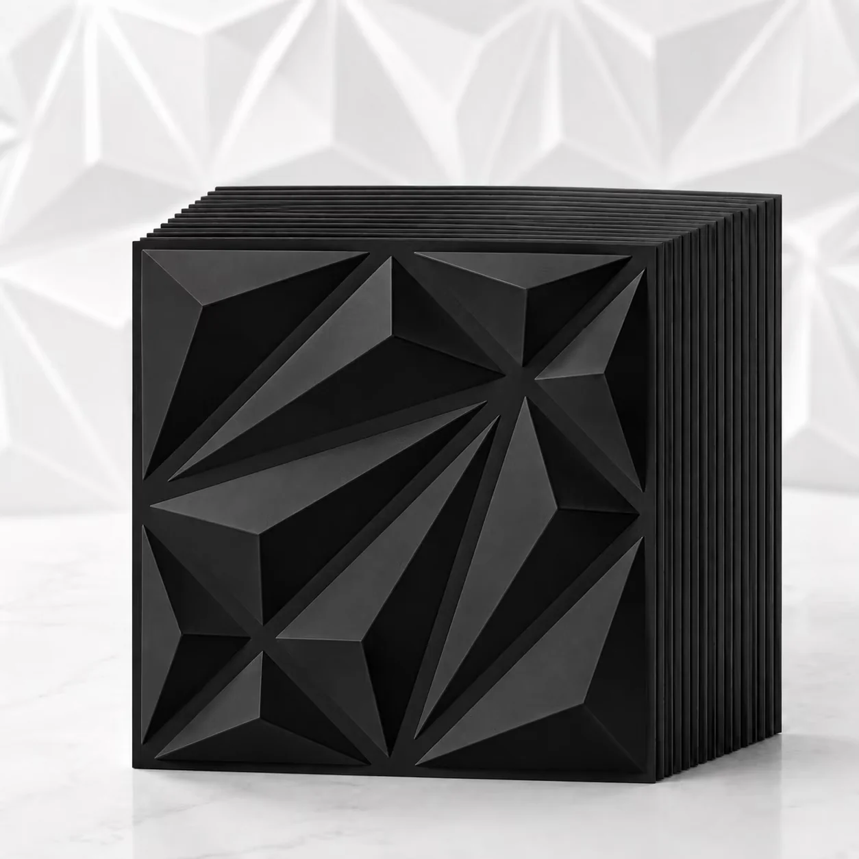 Quality Wallpaper Wall Decals Wall Covering with Waterproof, 11.8"x11.8" Diamond Pattern Accent, 33-Pack Black PVC 3D Panel Set -... Model 2A9B88