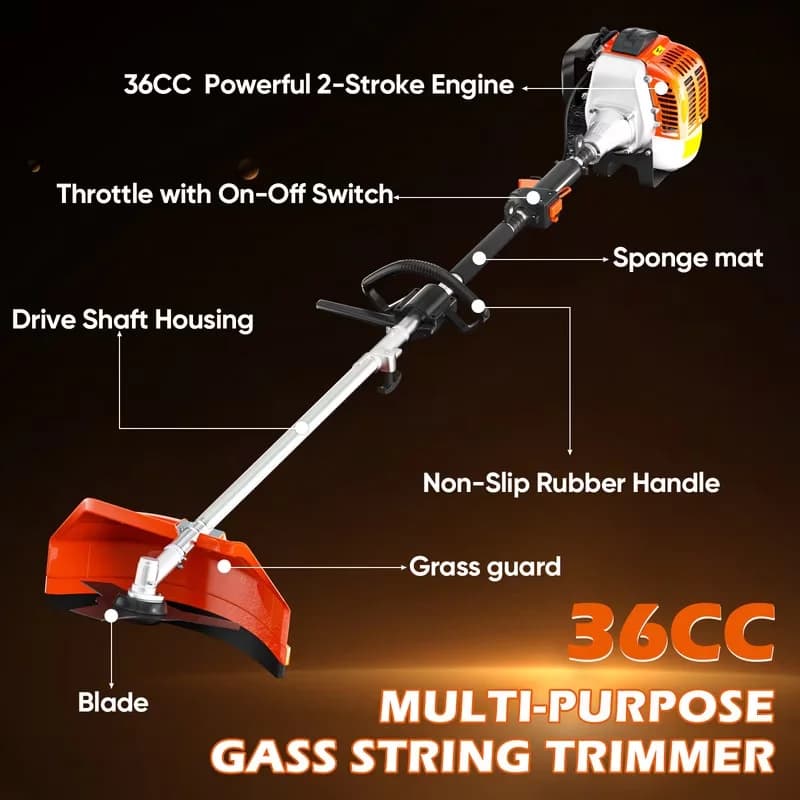 Professional Pole Saw with Antivibration, and gasoline weed cutter - Orange Model D8BC77