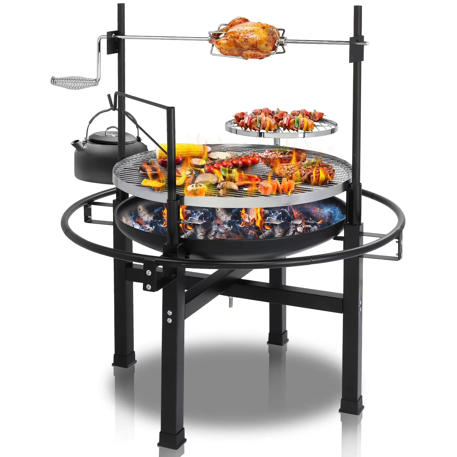 Durable Charcoal Grill with Portable, High temperature resistant, Suitable for outdoors or home use - Iron Black Model D8593D