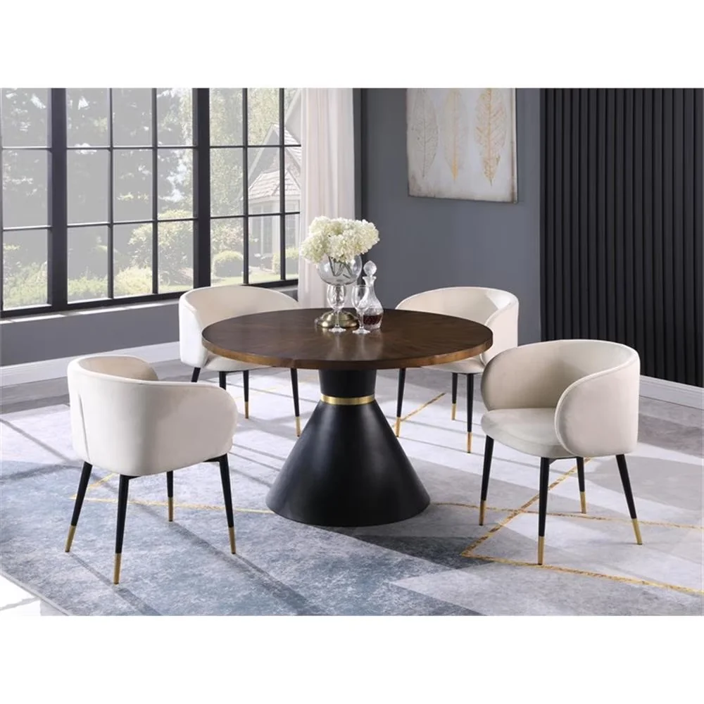 Essential Patio Dining Set with Modern, Color: Cream, Material: Velvet - Model C7E025