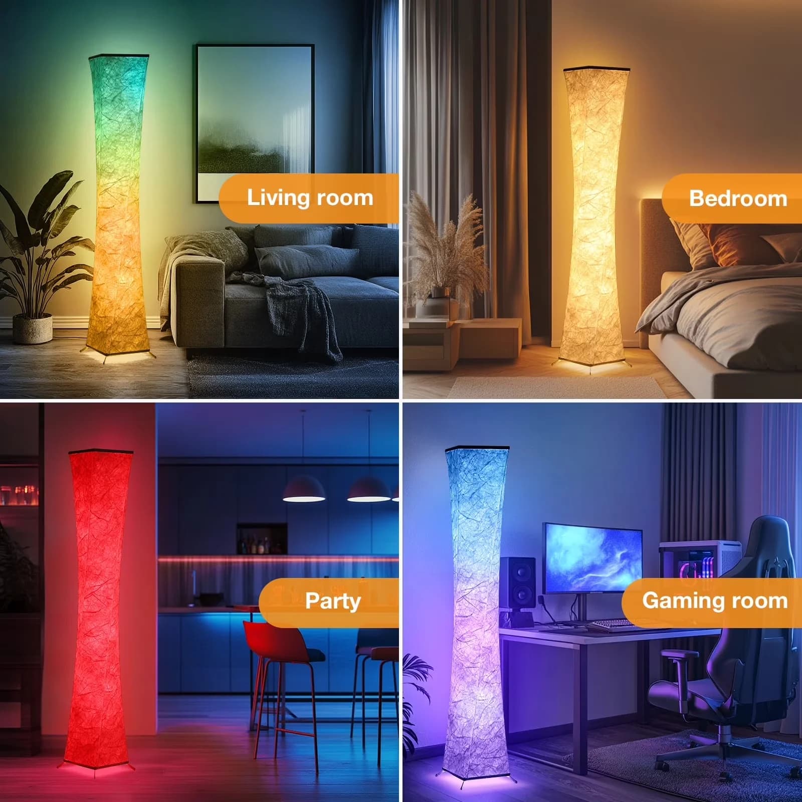 Classic Floor Lamp with LED, Dimmable - Metal White for Living Room, Game Room Model CEAA75