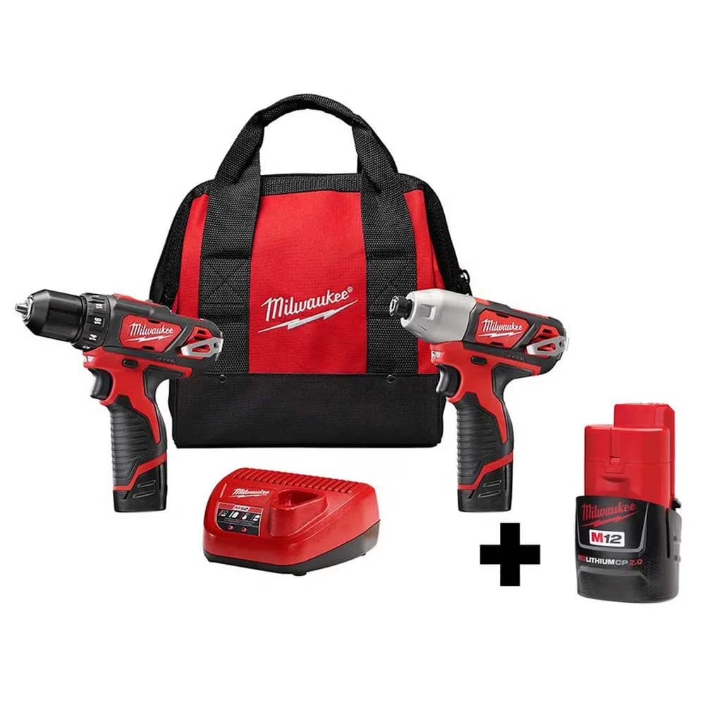 Essential Drills Driver with Battery, Compact Design, Ergonomic Design - Red 3/8 in Model 82FB6F