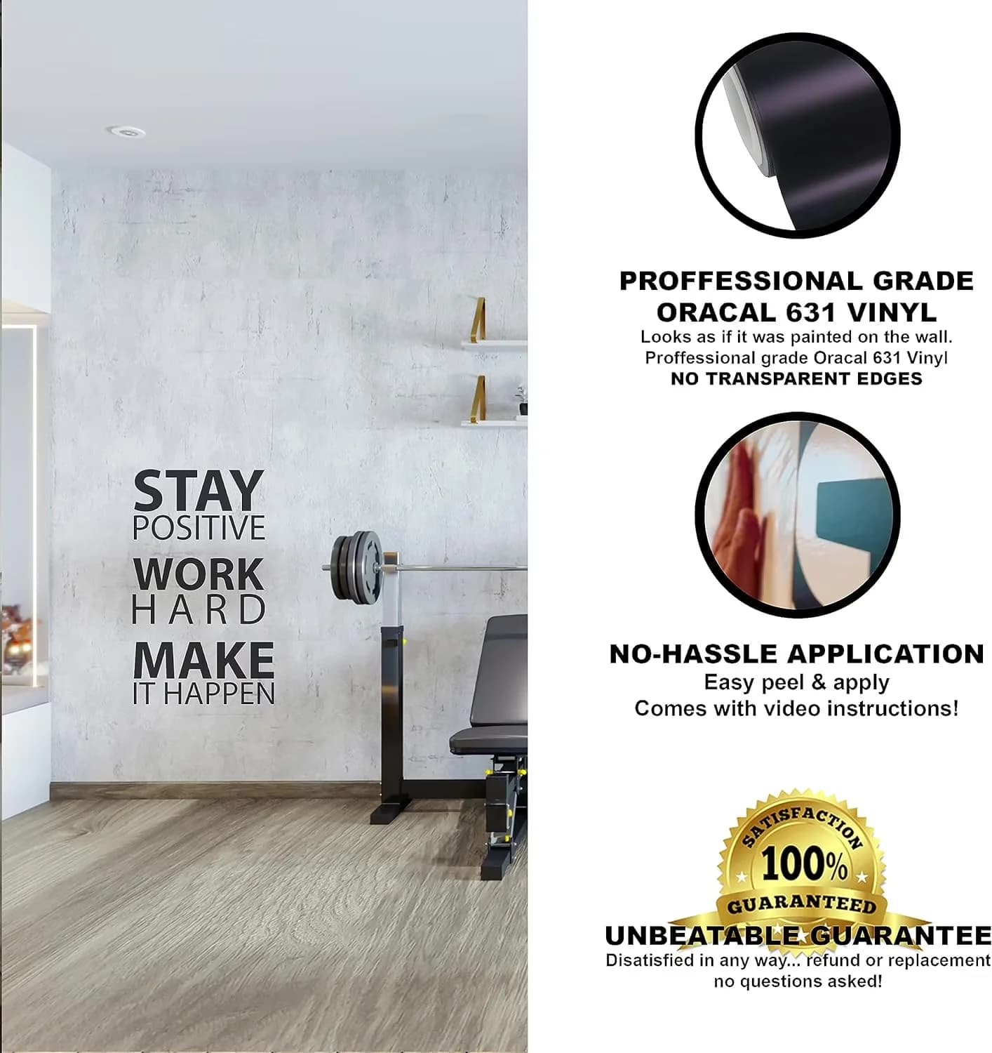 Sleek Wallpaper Wall Decals Wall Covering with Reusable - Black Vinyl Large Model A4B476