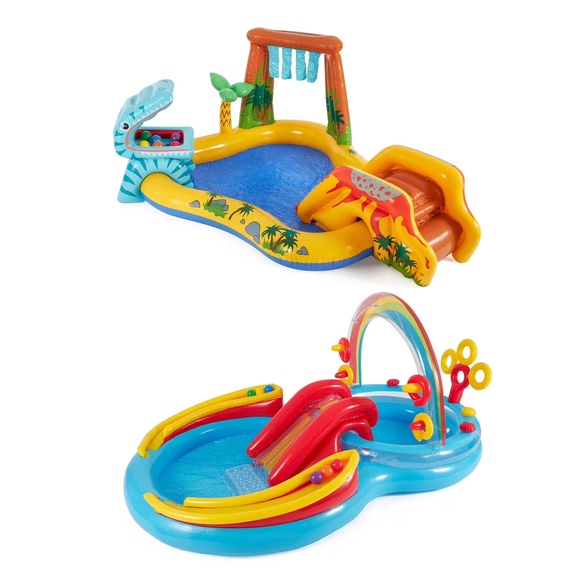 Inflatable Pool Essential with Dinosaur themed inflatable kiddie pool, Pool wall height: 6.375 inches - Multicolor Model 4557D1