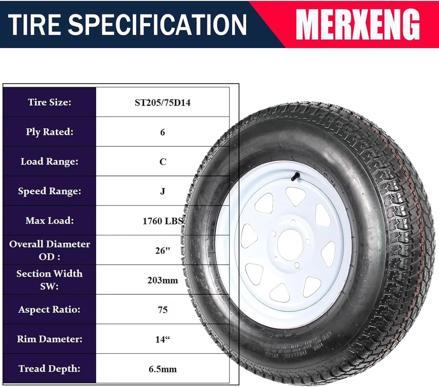 Compact Golf Cart Tire with Aspect Ratio: 75; Rim Dameter: 14“, 6PR Load Range C for Travel - Model B64C74