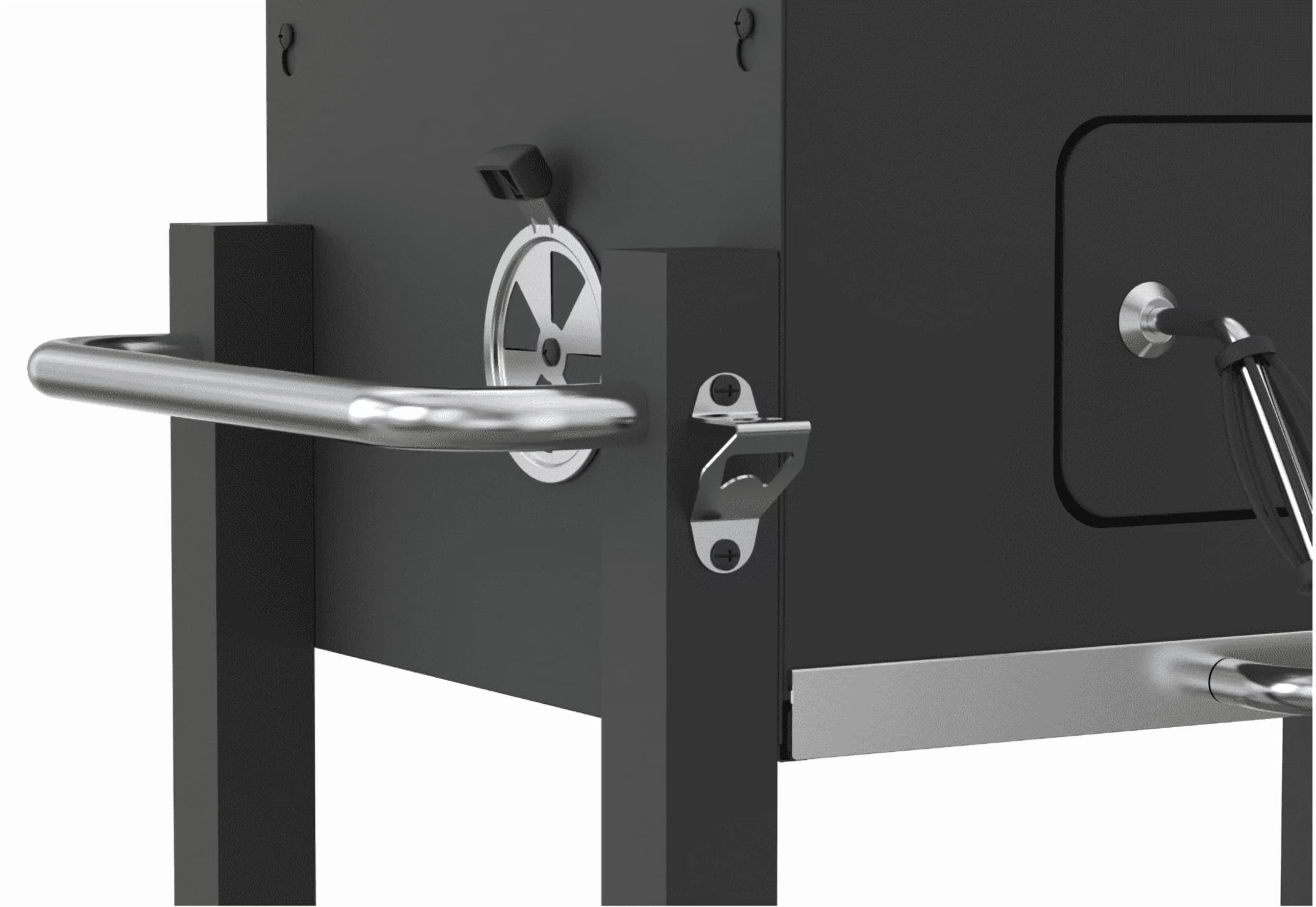 Compact Flat Top Grill with Removable Ash Catcher, Adjustable Air Vents, Grease Pan - Black Steel Model 22CF1E