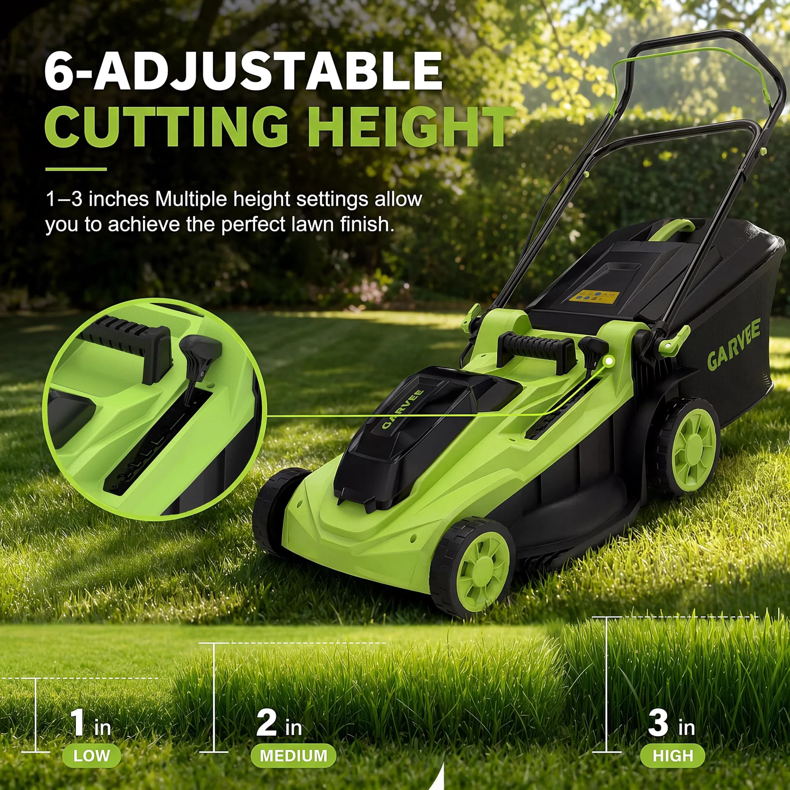 Durable Push Mower with 40V, Complete Battery & Charger Included, 2 in 1 Bagging Mulching Function - Model 7768BF
