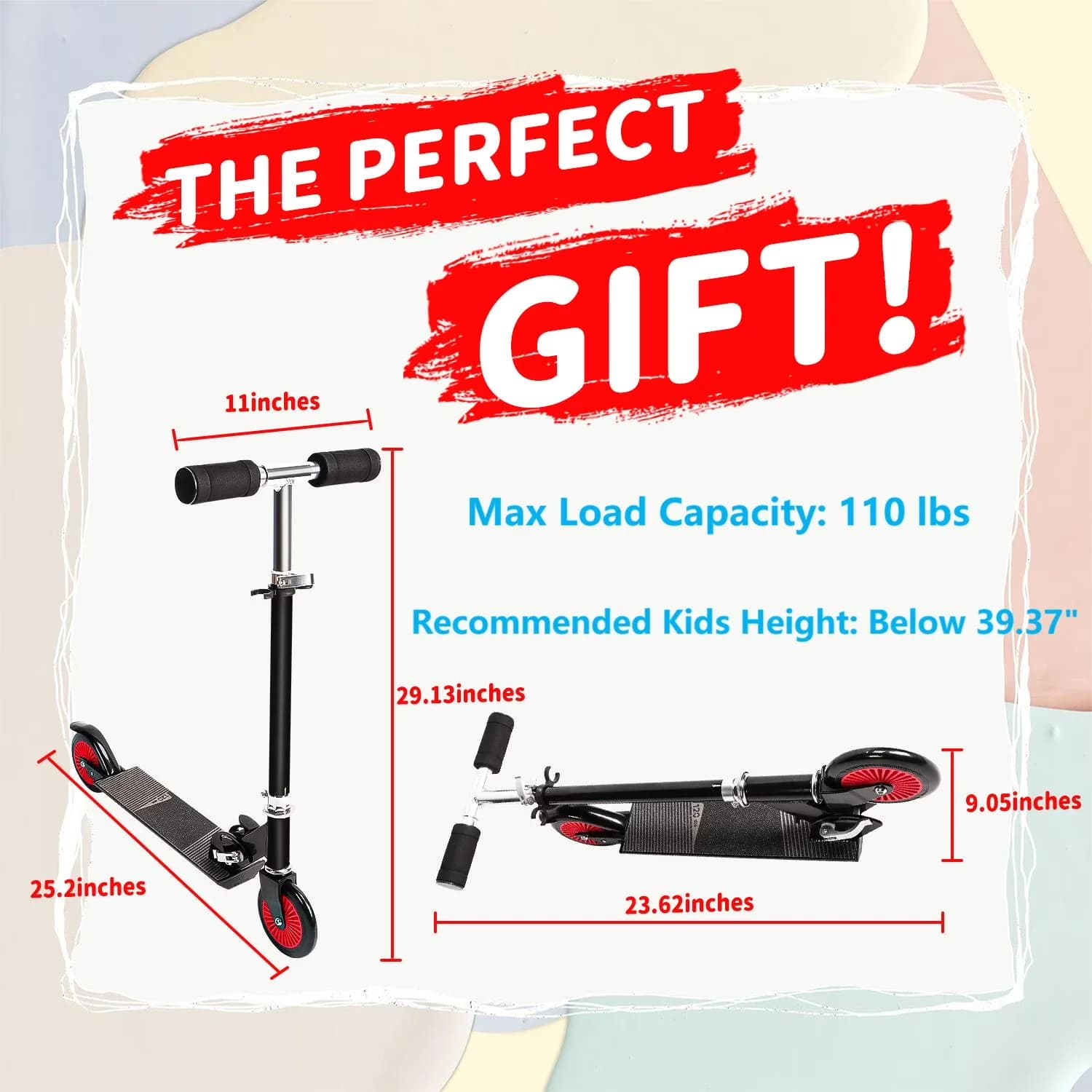 Compact Scooter with Foldable, Adjust Handlebar, Kids - Metal Black for Daily Use Model BEB4B0