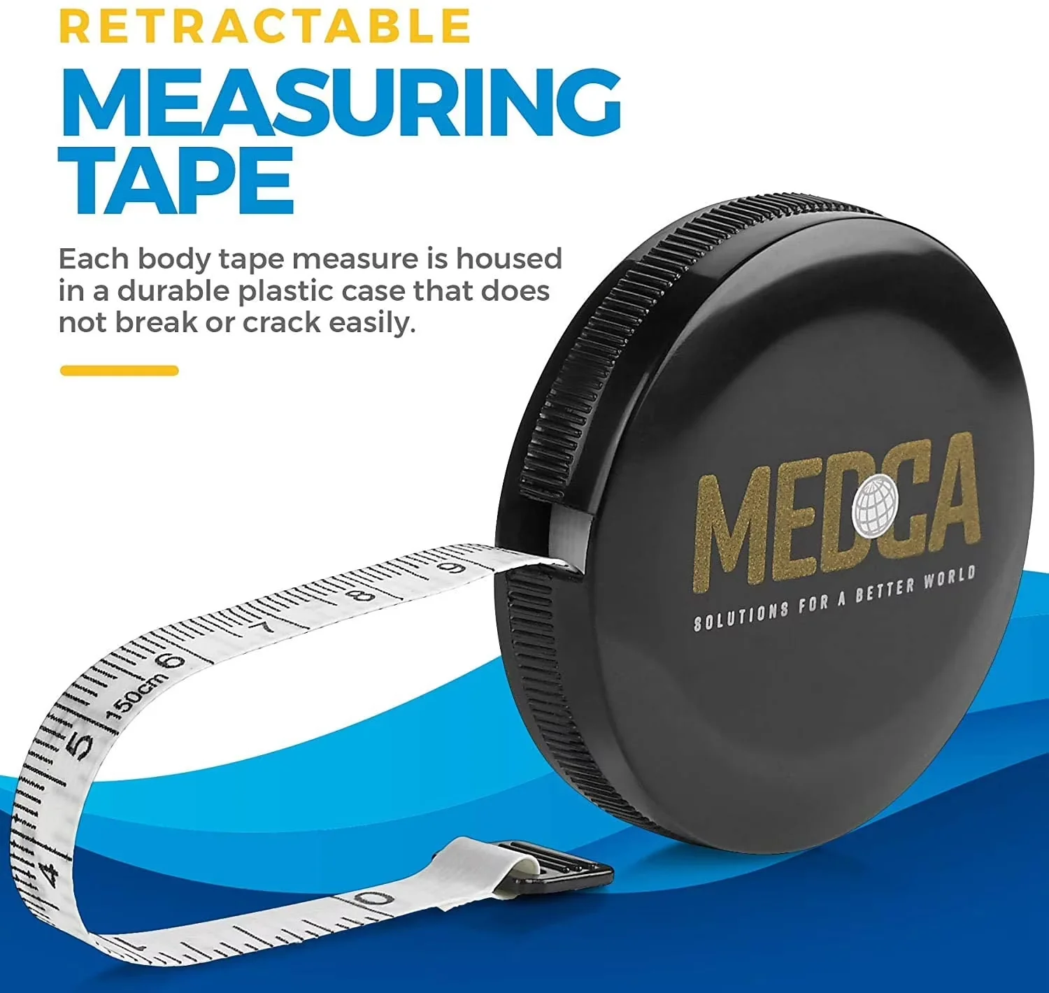 Innovative Measuring Layout with Automatic Shut Off, Tape Measure Body Tape Adult 60 in, 2 Pack - Plastic Black Model 7AE85C