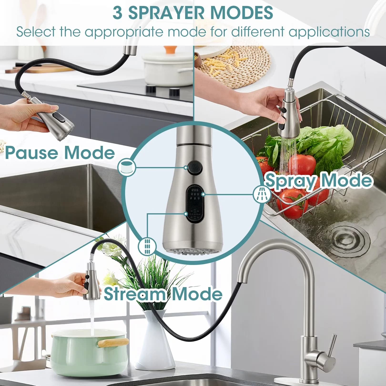 Plumbing Reliable with 360 Degree Swivel, Pull Down Sprayer, Brushed Nickel - Brushed Nickel Stainless Steel Model CE4933