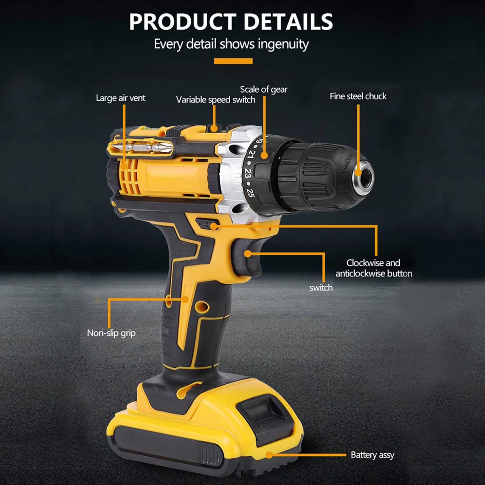 Quality Drills Driver with Battery, 21V, 21V Cordless Drill - Sleek Profile Model C84483