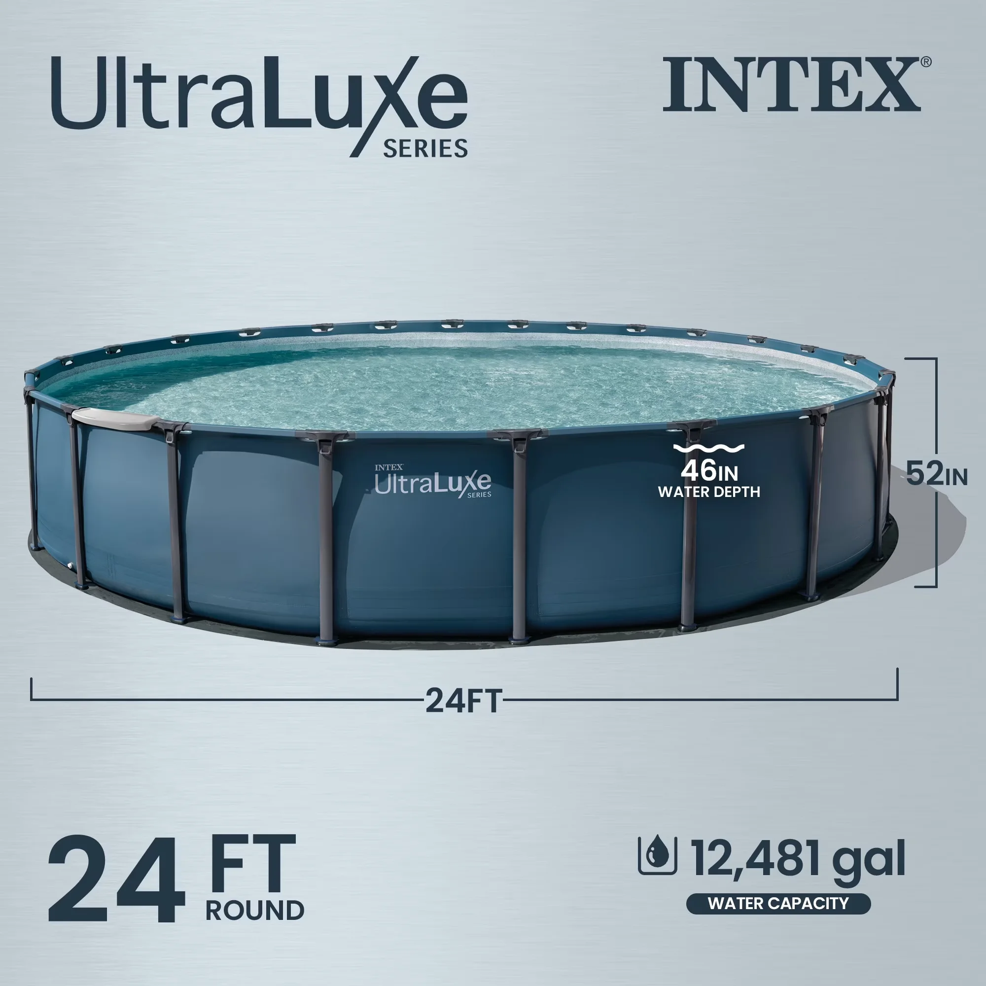 Professional Above Ground Pool with Puncture Resistant, & Saltwater System - Blue Model E74F21