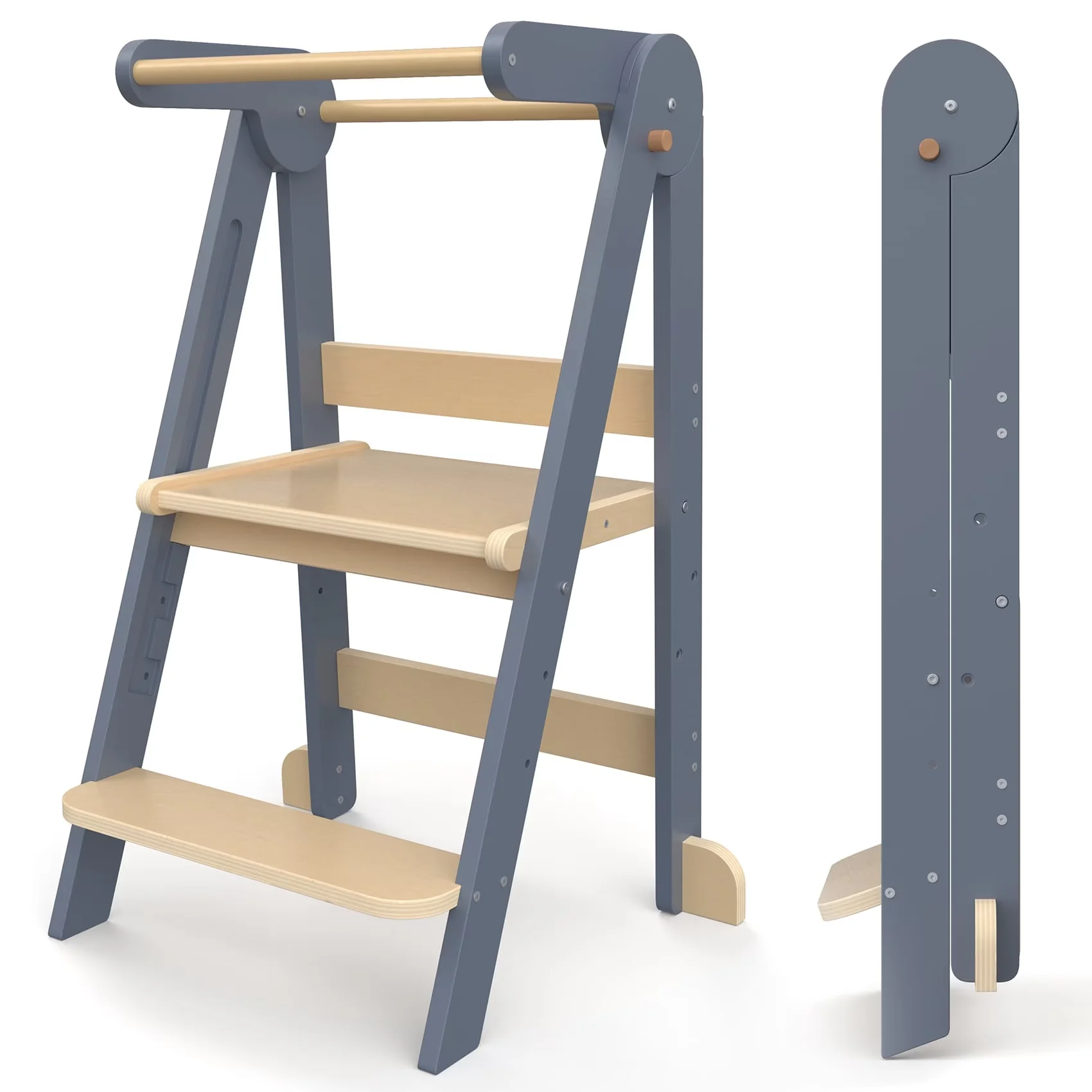 Quality Ladders And Step Stool with Foldable, Anti-Slip, Montessori Kids Learning - Wood Model 6DFA25