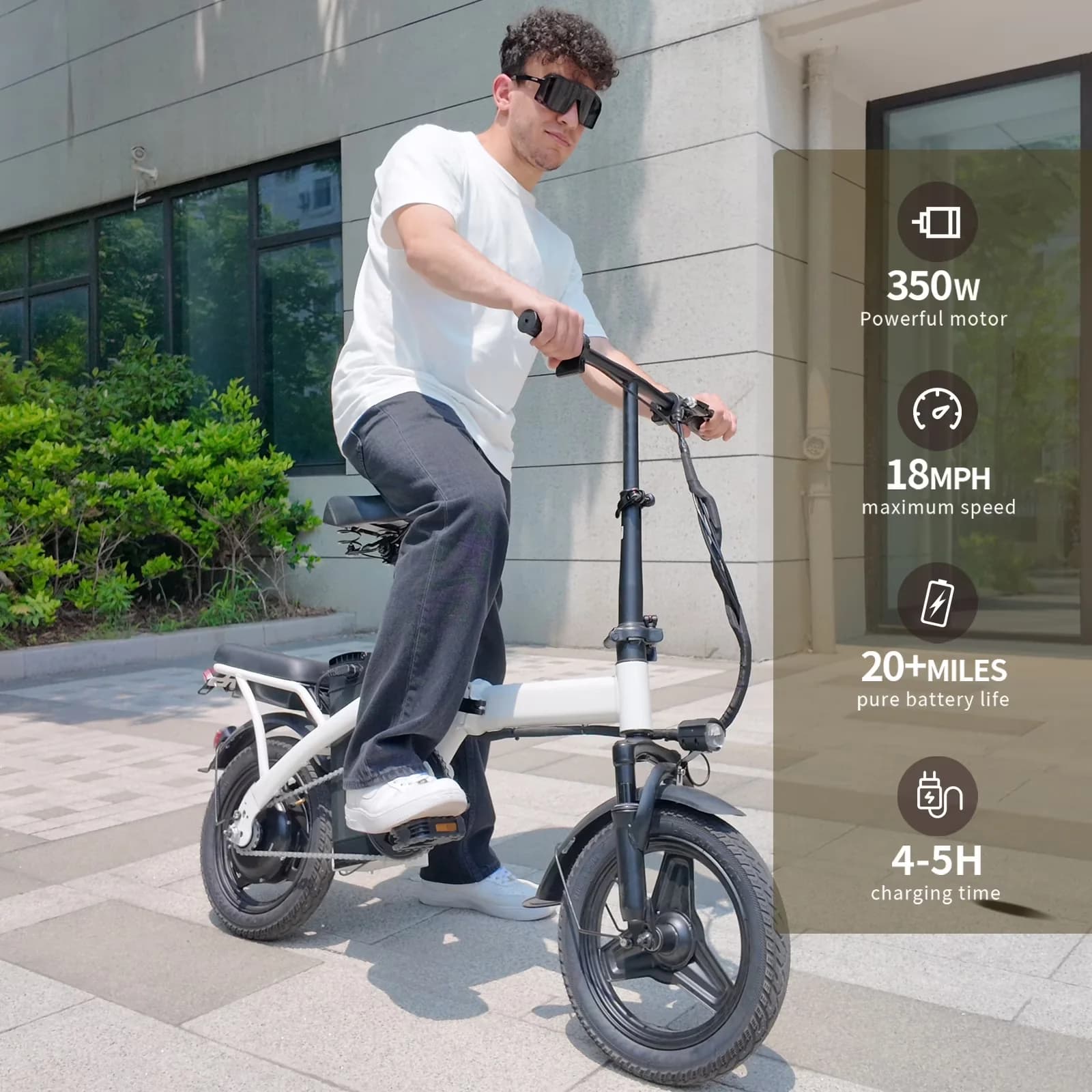 Modern Electric Bike with Battery, 350W, 18 Mph Bicycles - Black - Universal Fit Model 4E235C