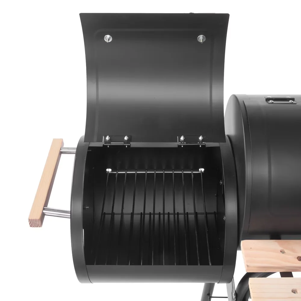 Essential Smoker with Made Of High Heat-Resistant Steel, Equipped With Thermometer - Steel Black for Picnic, Camping Model 8A0130